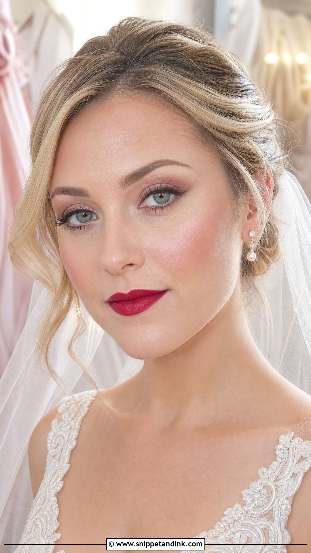 Red Lip Bridal Makeup For Fair Skin - Snippet and Ink - 20 Red Lip Bridal Makeup Ideas