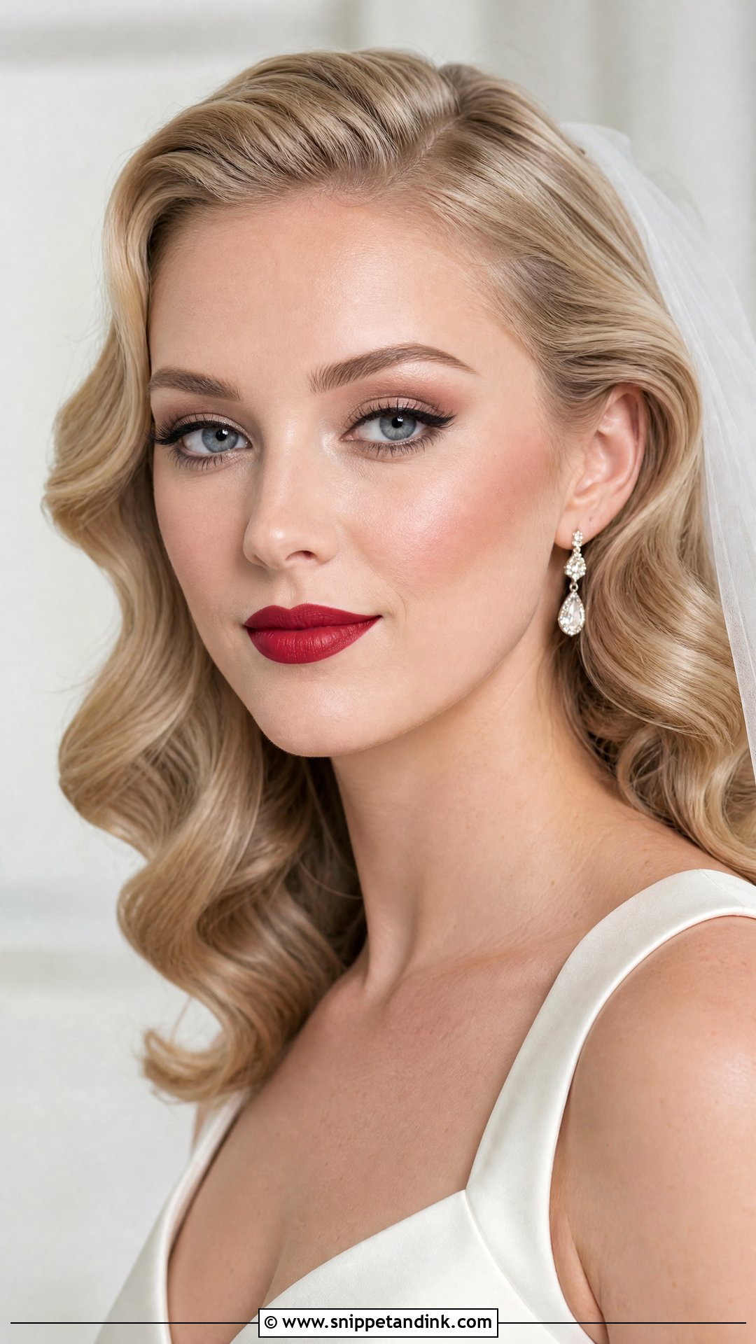 Red Lip Bridal Makeup For Fair Skin - Snippet and Ink - 20 Bridal Makeup Fair Skin Ideas