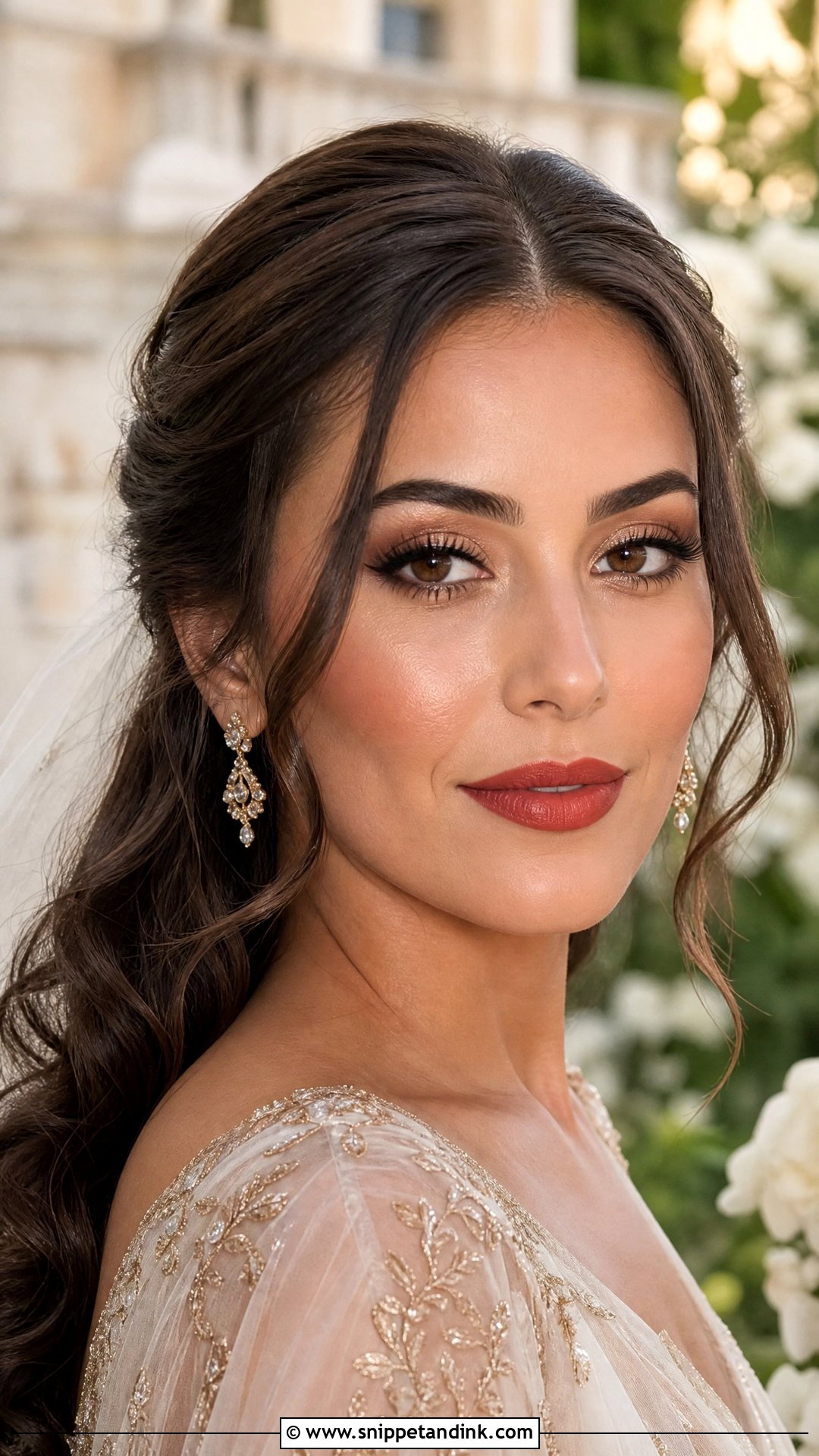 Red Lip Bridal Makeup For Olive Skin - Snippet and Ink - 20 Red Lipstick Bridal Makeup Ideas