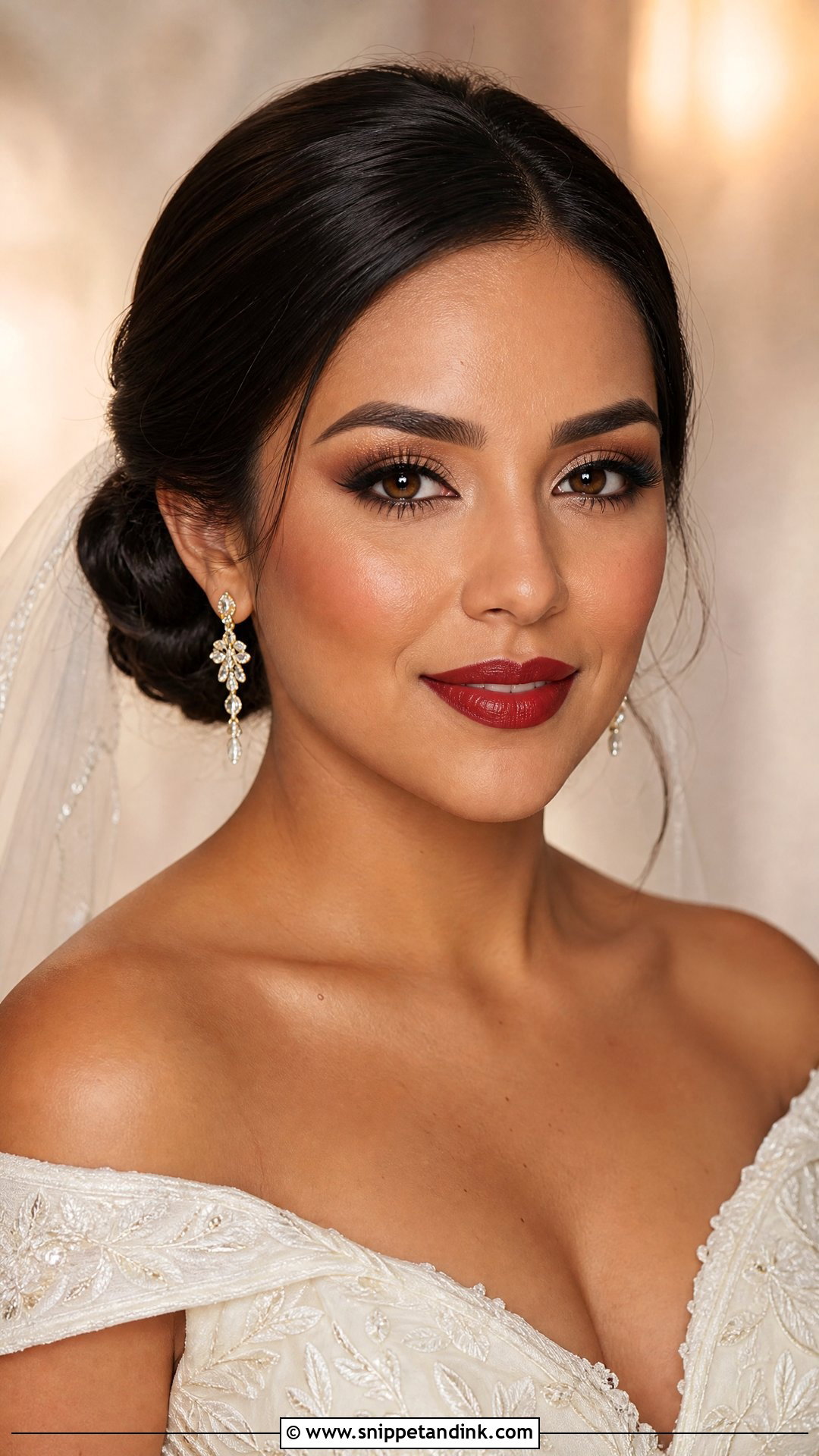 Red Lip Bridal Makeup For Olive Skin - Snippet and Ink - 20 Red Lip Bridal Makeup Ideas