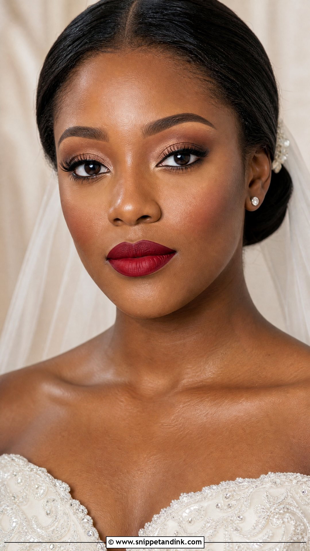 Red Lip Bridal Makeup On Brown Skin - Snippet and Ink - 20 Bridal Makeup on Brown Skin Ideas