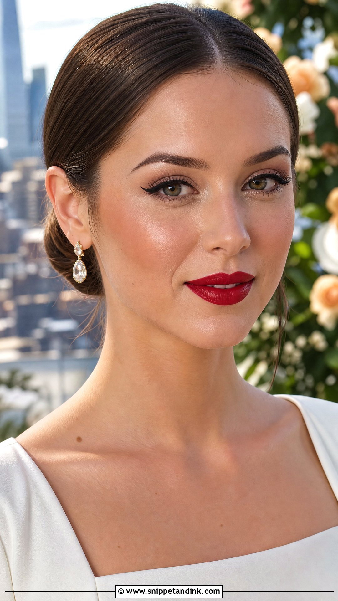 Red Lip Bridal Makeup With Winged Liner - Snippet and Ink - 20 Red Lipstick Bridal Makeup Ideas