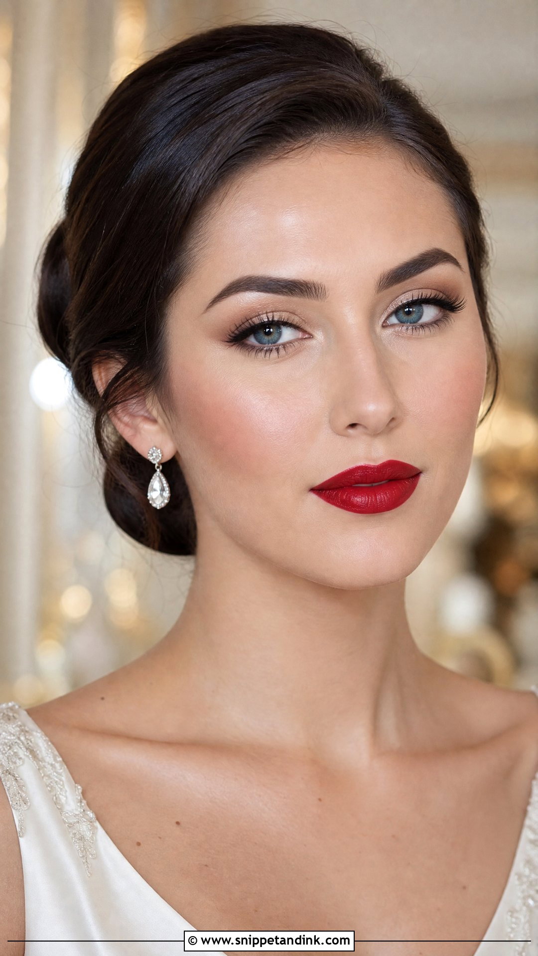 Red Lip Bridal Makeup for Blue Eyes - Snippet and Ink - 20 Wedding Day Makeup for Bride Blue Eyes
