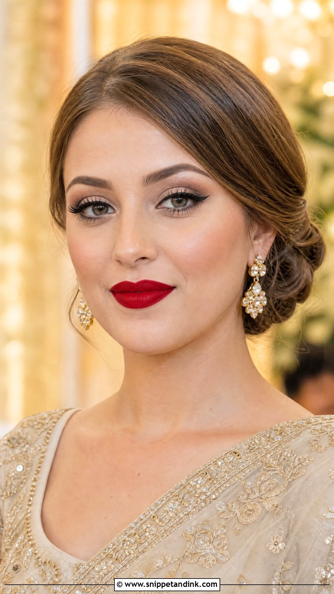 Red Lip Desi Wedding Guest Makeup - Snippet and Ink - 20 Desi Wedding Guest Makeup Ideas