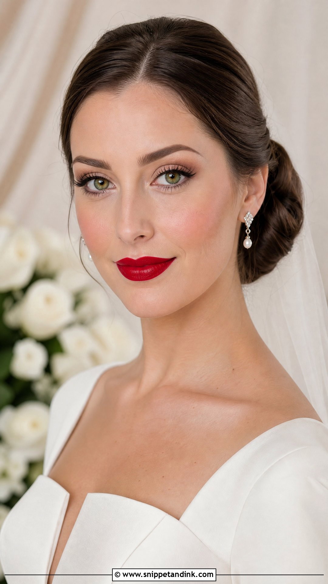 Red Lip Green Eye Bridal Makeup - Snippet and Ink - 20 Green Eye Bridal Makeup Ideas