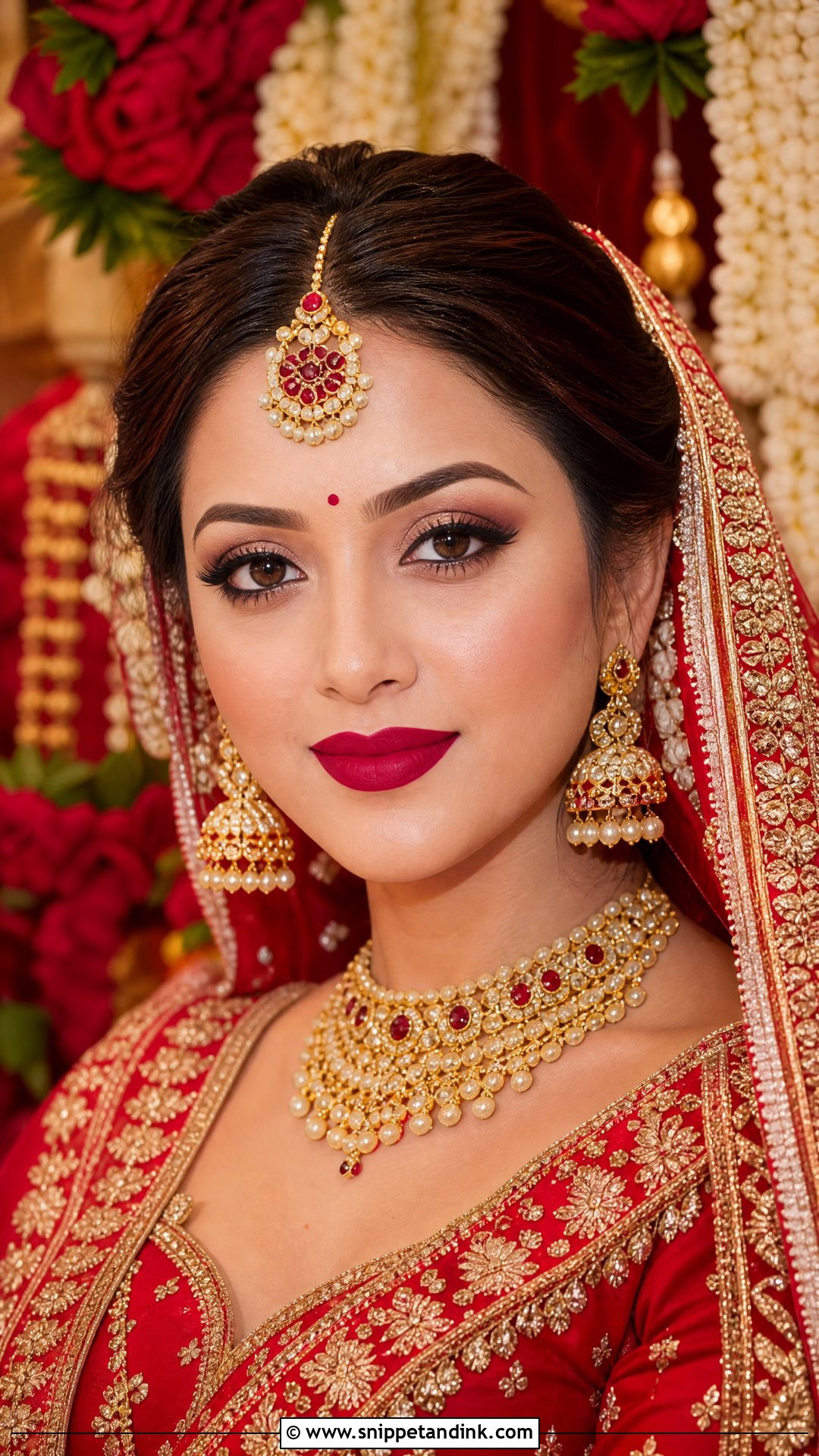 Red Lip Hindu Bridal Makeup - Snippet and Ink - 20 Hindu Bridal Makeup Ideas