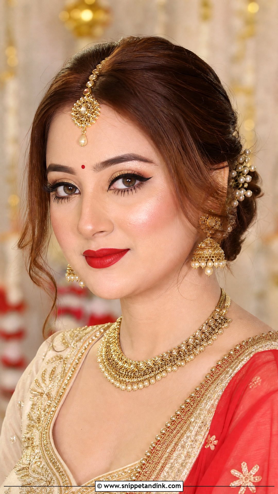 Red Lip Hindu Wedding Makeup - Snippet and Ink - 20 Hindu Wedding Makeup Ideas