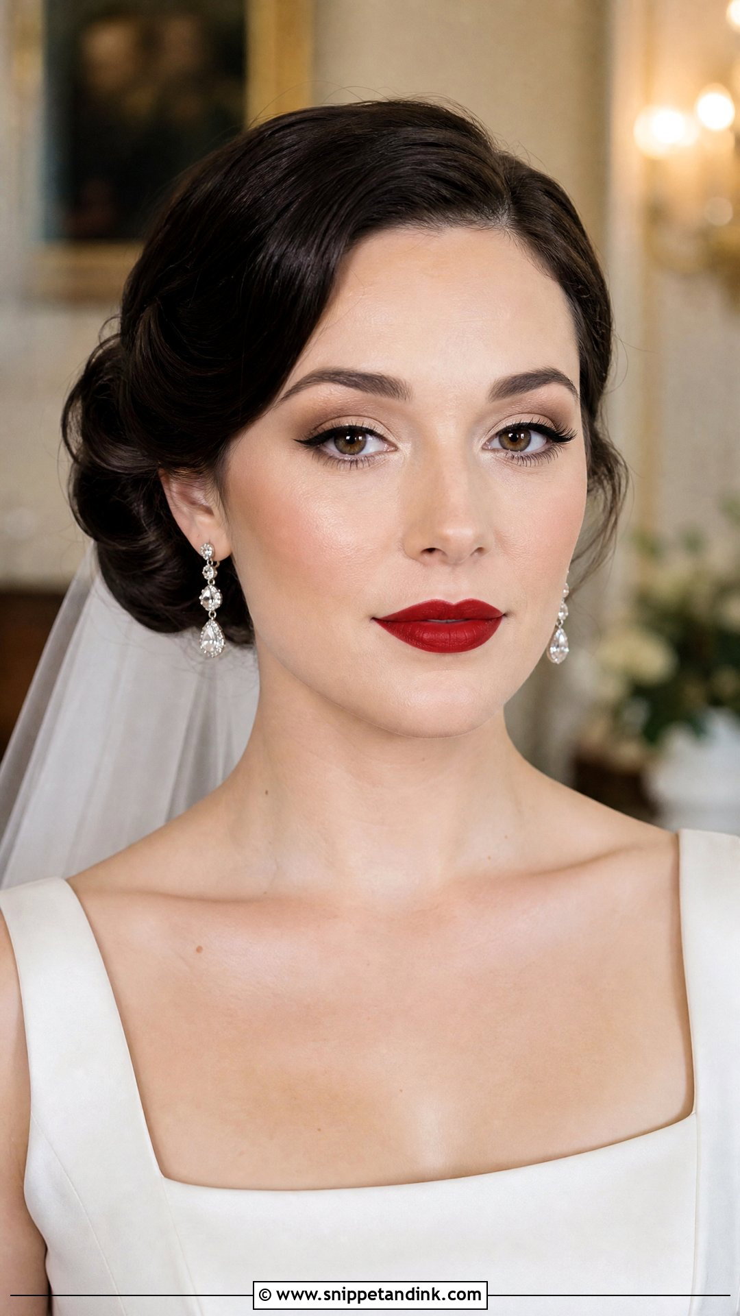 Red Lip Hooded Eye Bridal Makeup - Snippet and Ink - 20 Hooded Eye Bridal Makeup Ideas