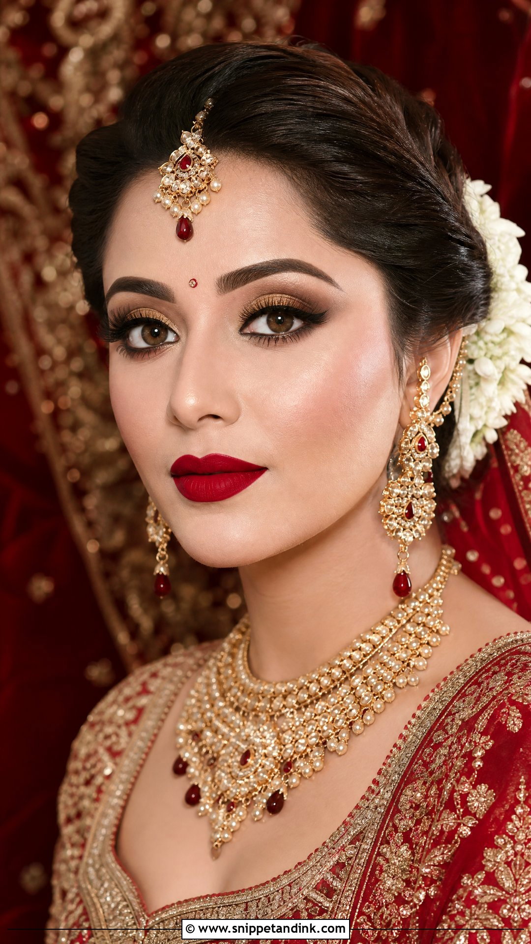 Red Lip Indian Bridal HD Makeup - Snippet and Ink - 25 Indian Bridal HD Makeup Looks