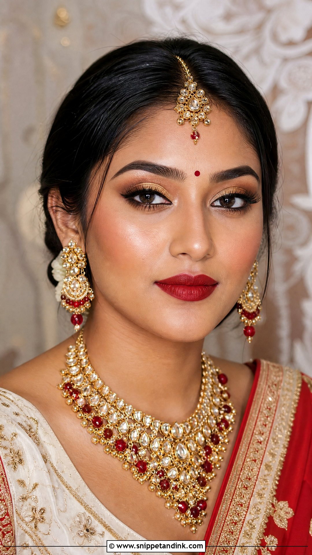 Red Lip Indian Bridal Makeup - Snippet and Ink - 25 Indian Wedding Bridal Makeup Ideas