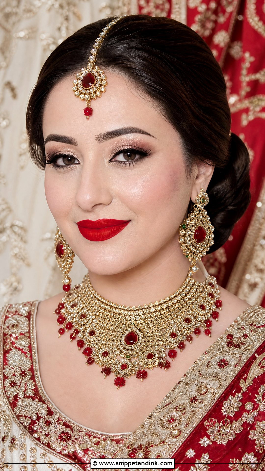 Red Lip Indian Bridal Makeup - Snippet and Ink - 20 Indian Wedding Bride Makeup Looks