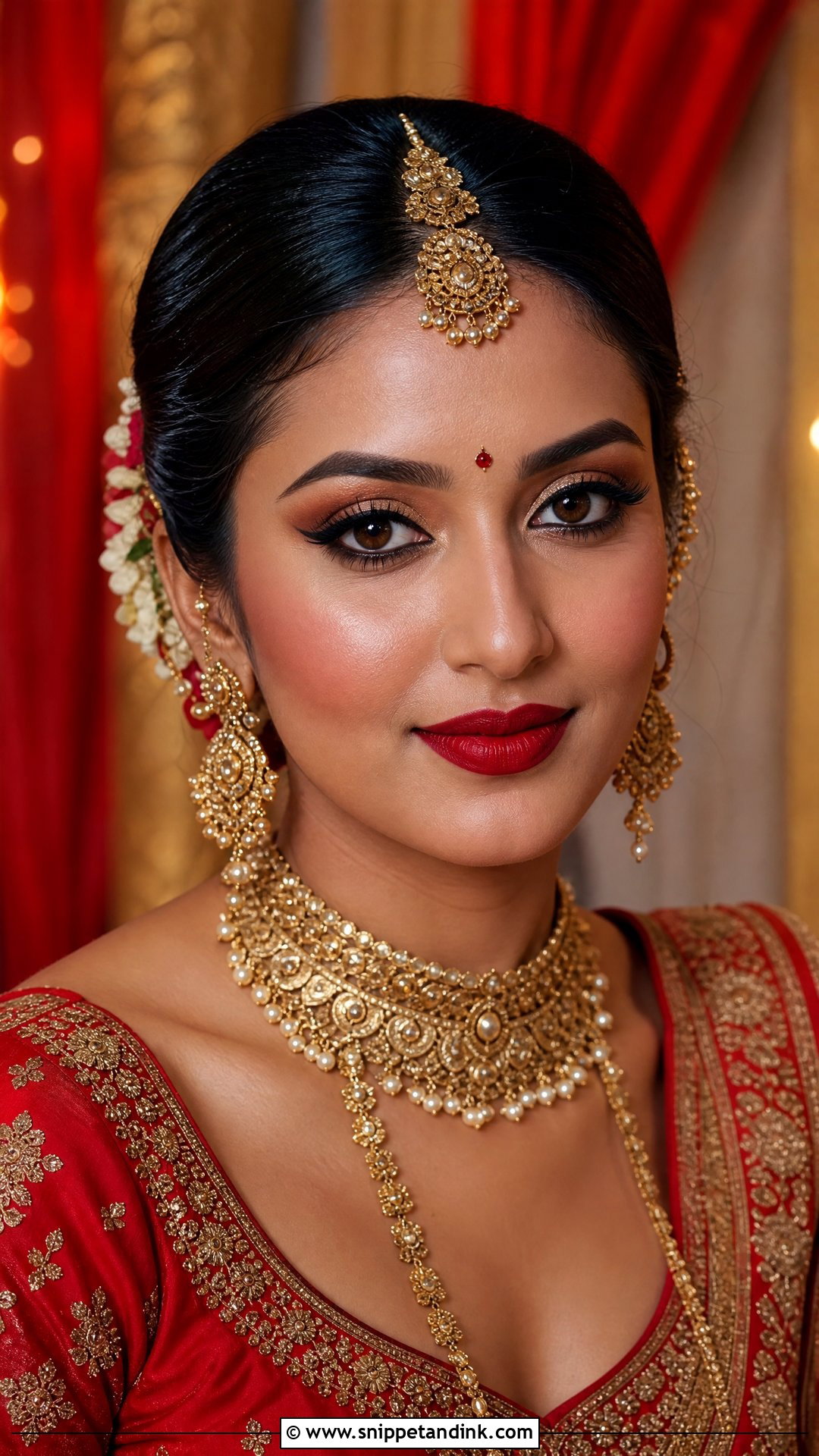 Red Lip Indian Wedding Eye Makeup - Snippet and Ink - 20 Indian Wedding Eye Makeup Ideas