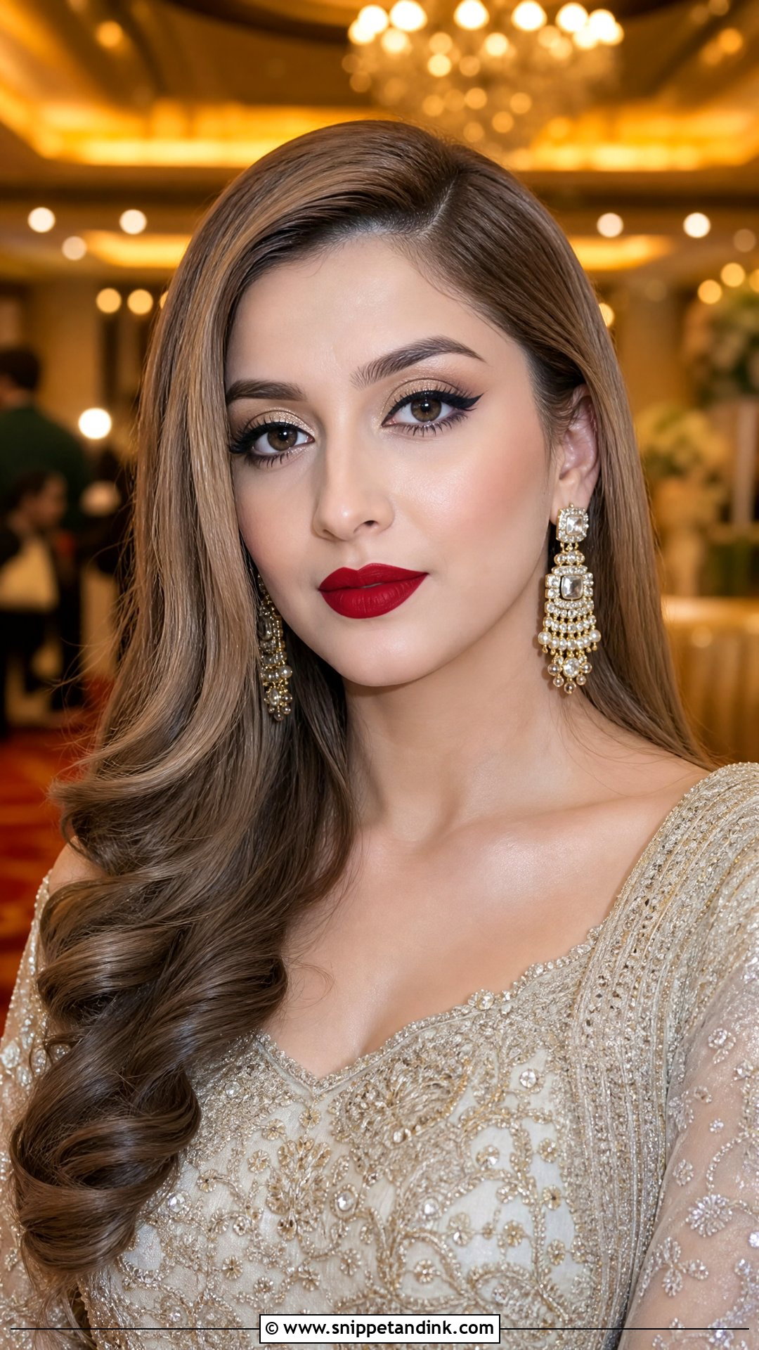 Red Lip Indian Wedding Party Makeup - Snippet and Ink - 25 Party Makeup for Indian Wedding Ideas