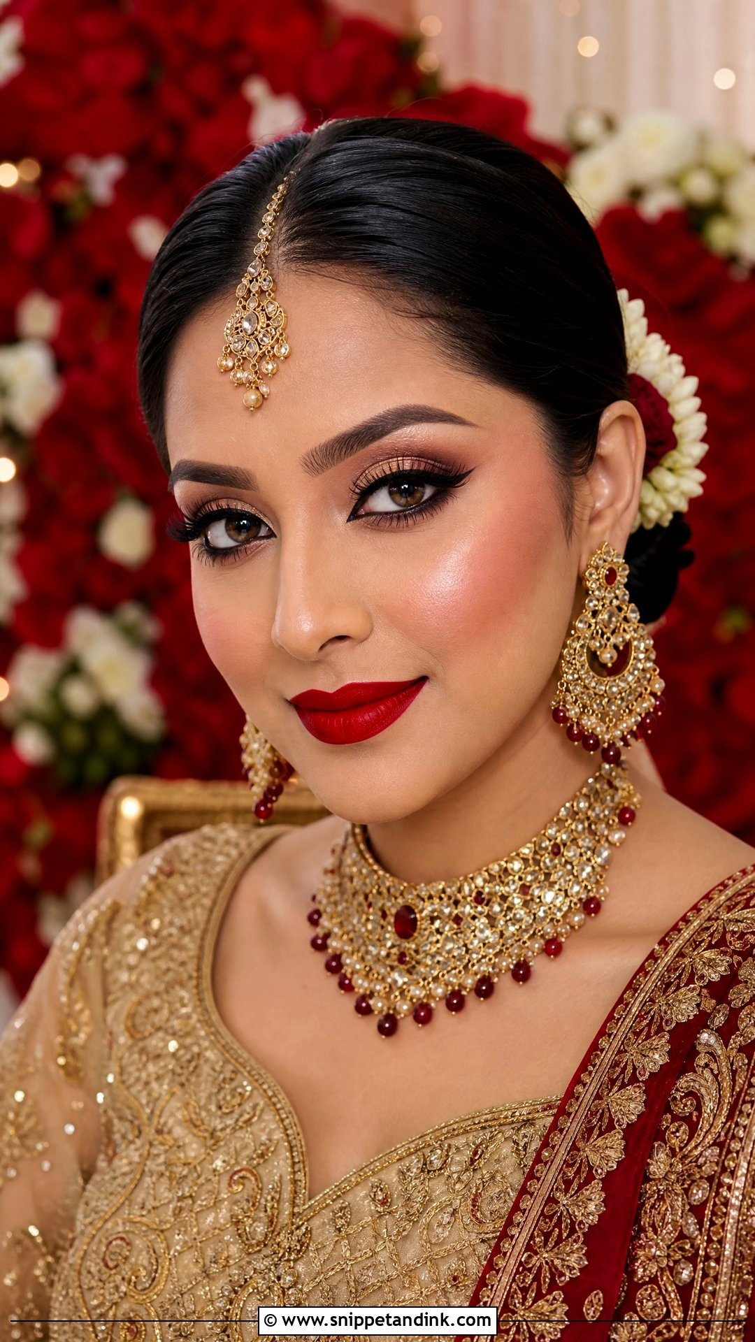 Red Lip Mehndi Bridal Makeup - Snippet and Ink - 20 Mehndi Bridal Makeup Ideas