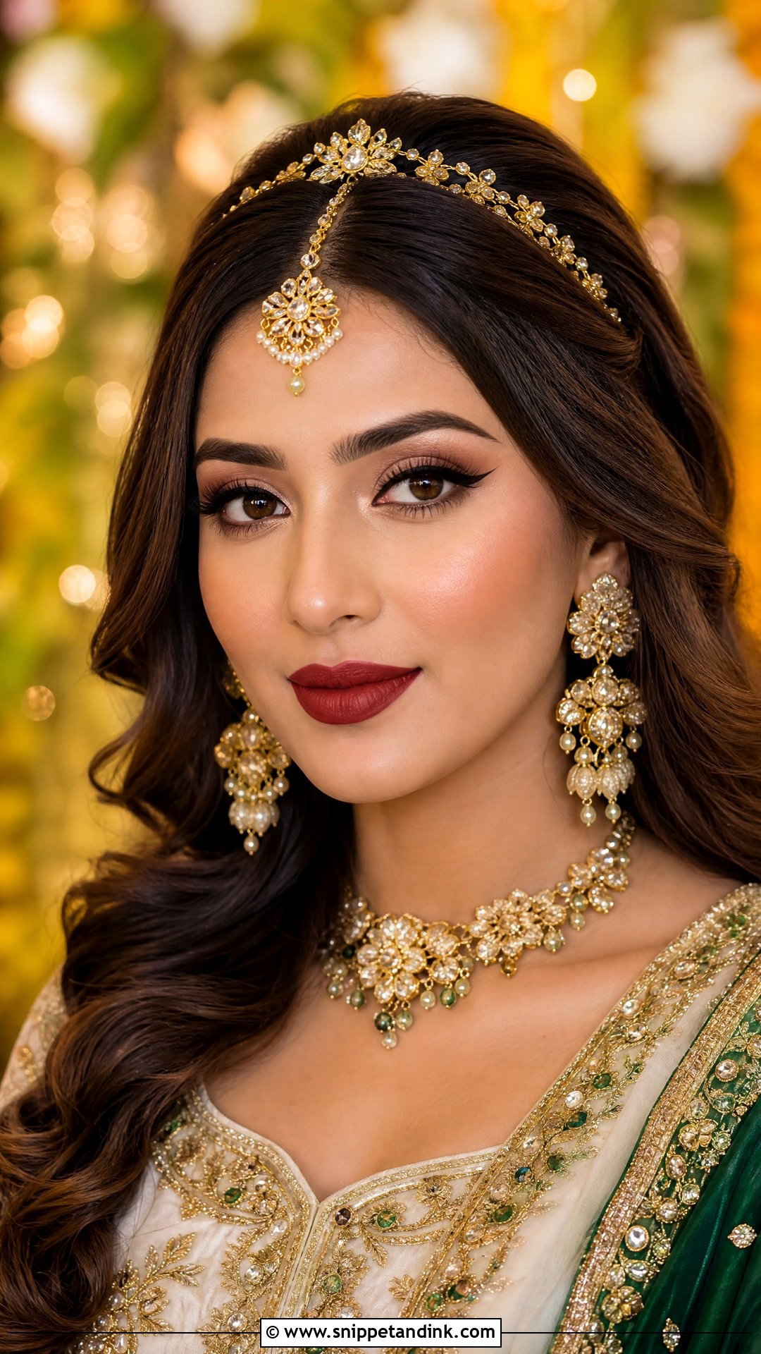 Red Lip Mehndi Bride Makeup - Snippet and Ink - 20 Mehndi Bride Makeup Ideas