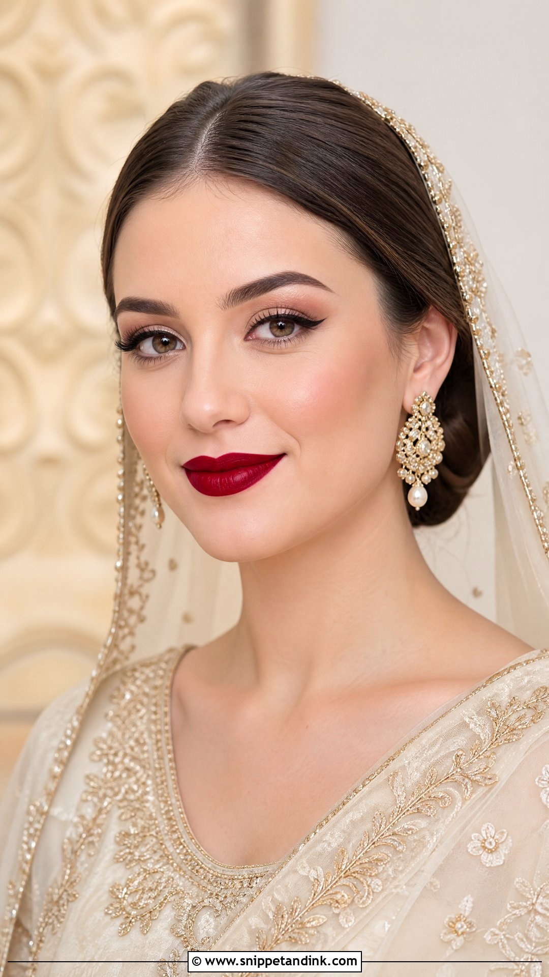 Red Lip Nikkah Bridal Makeup - Snippet and Ink - 20 Nikkah Bridal Makeup Looks