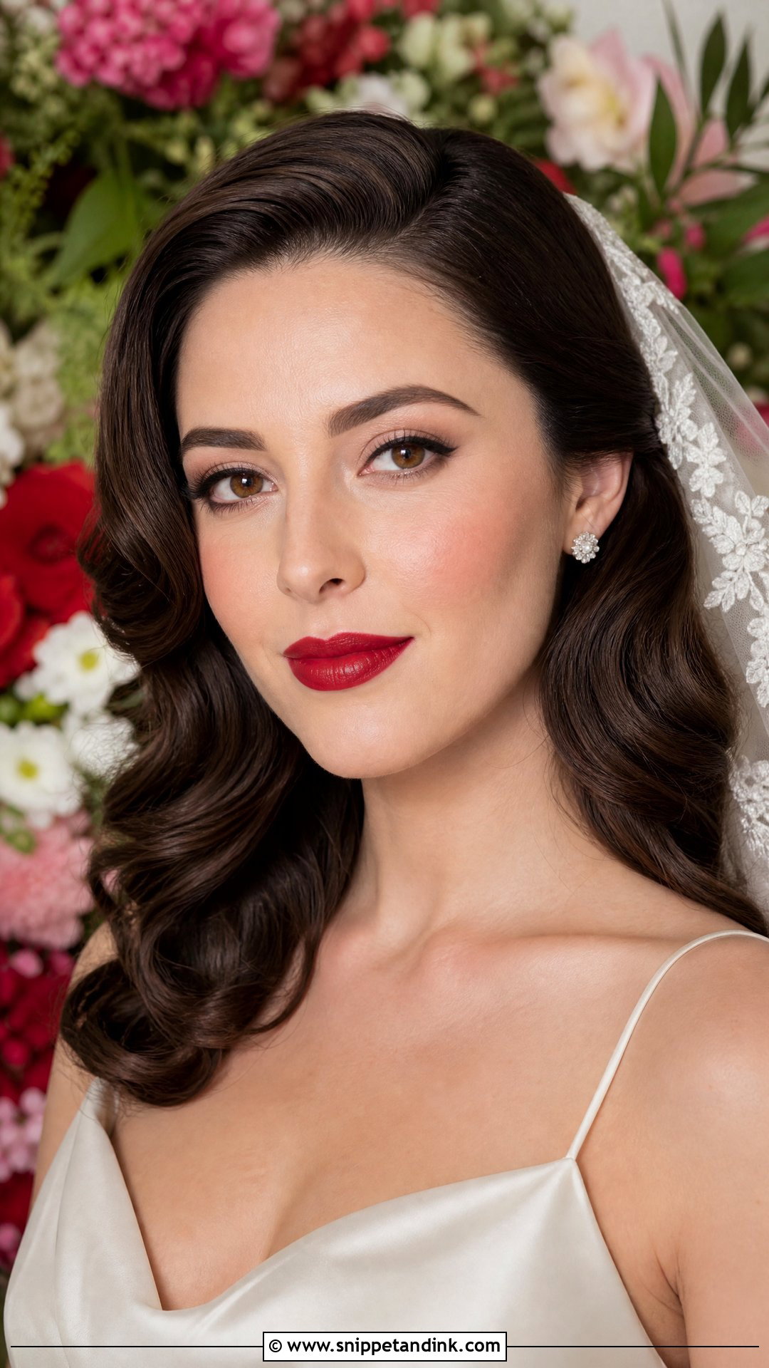 Red Lip Spring Bridal Makeup - Snippet and Ink - 20 Spring Bridal Makeup Ideas
