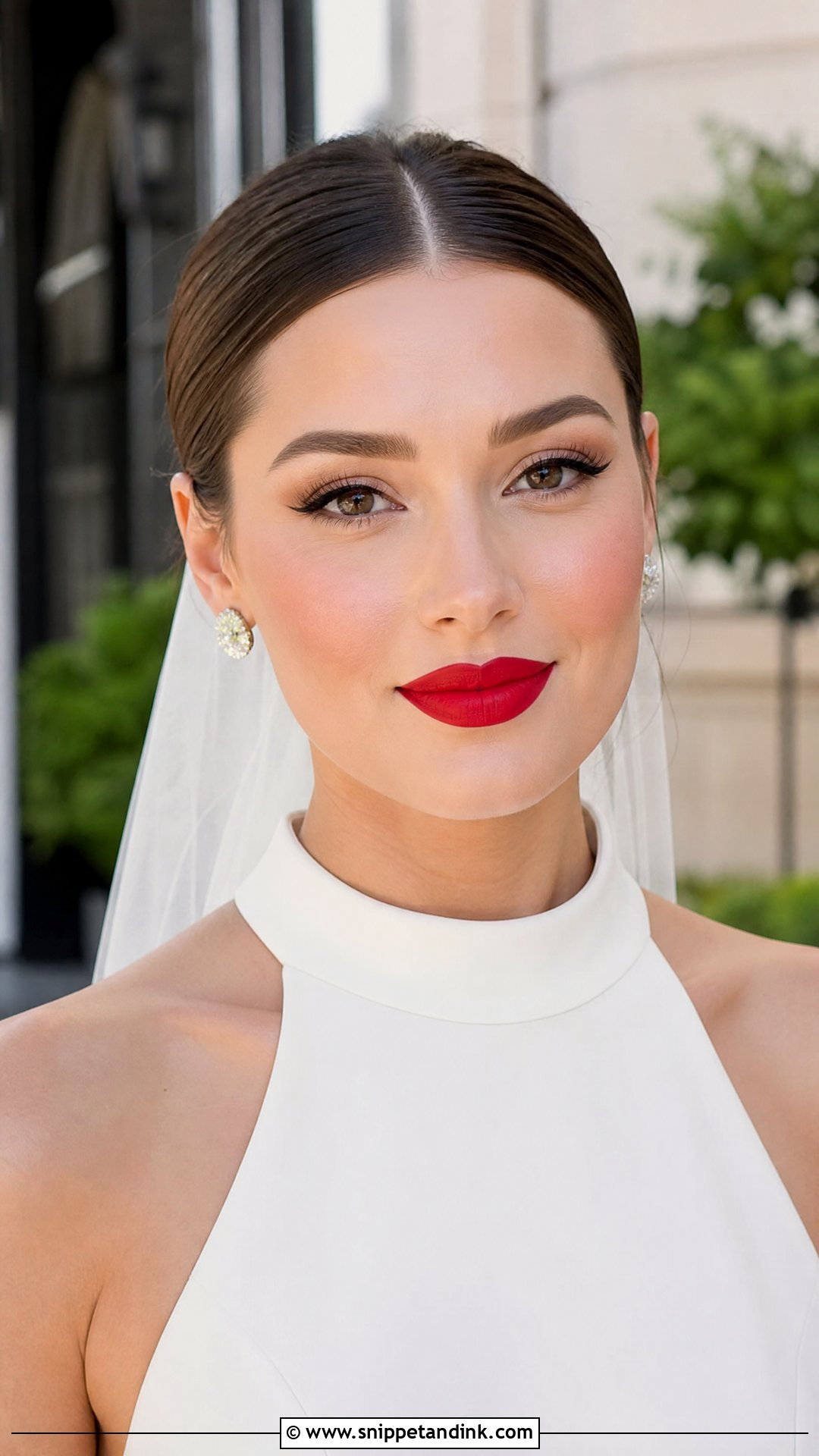 Red Lip Summer Bridal Makeup - Snippet and Ink - 20 Summer Bridal Makeup Ideas