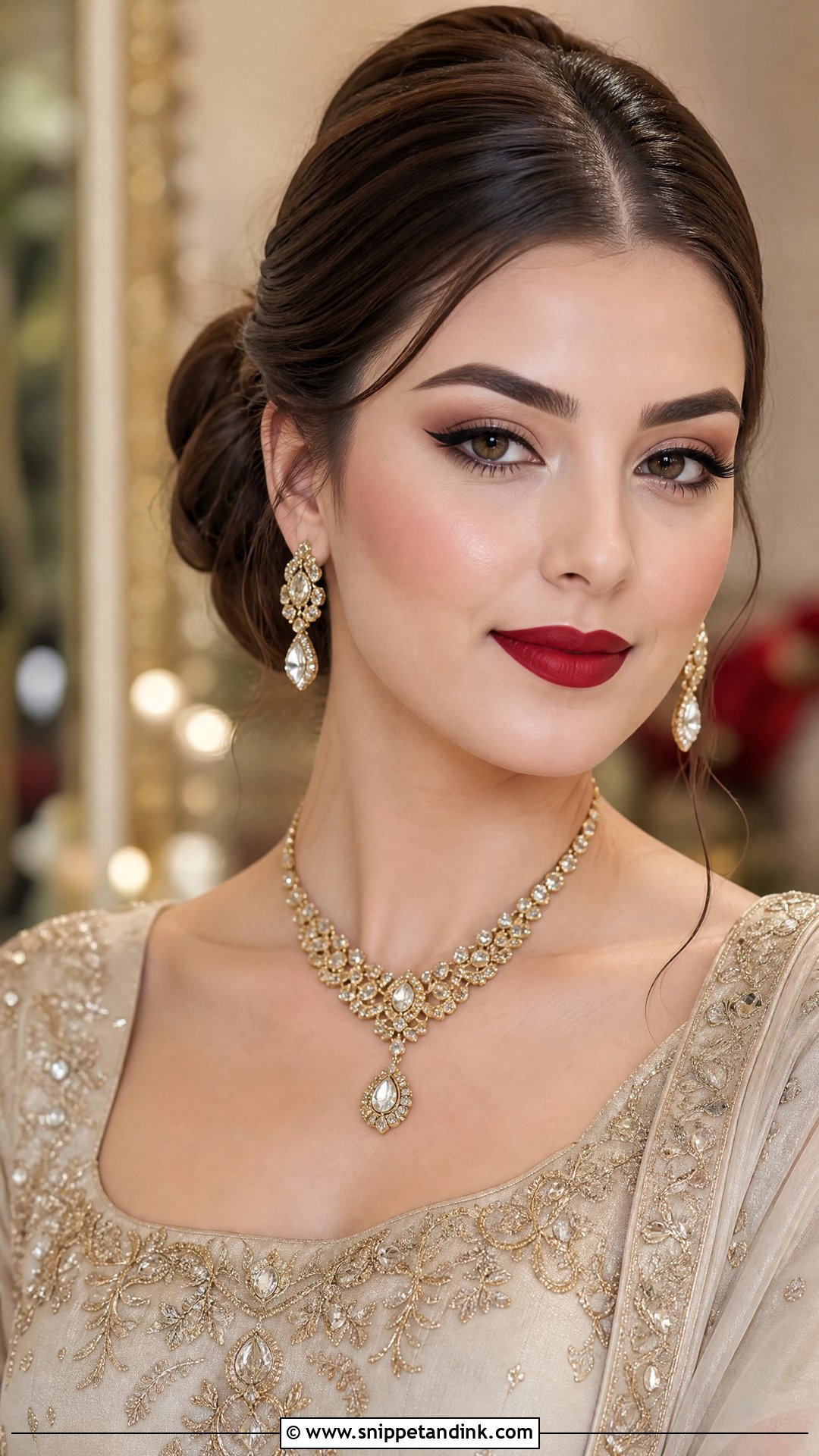 Red Lip Walima Makeup - Snippet and Ink - 30 Walima Makeup Ideas