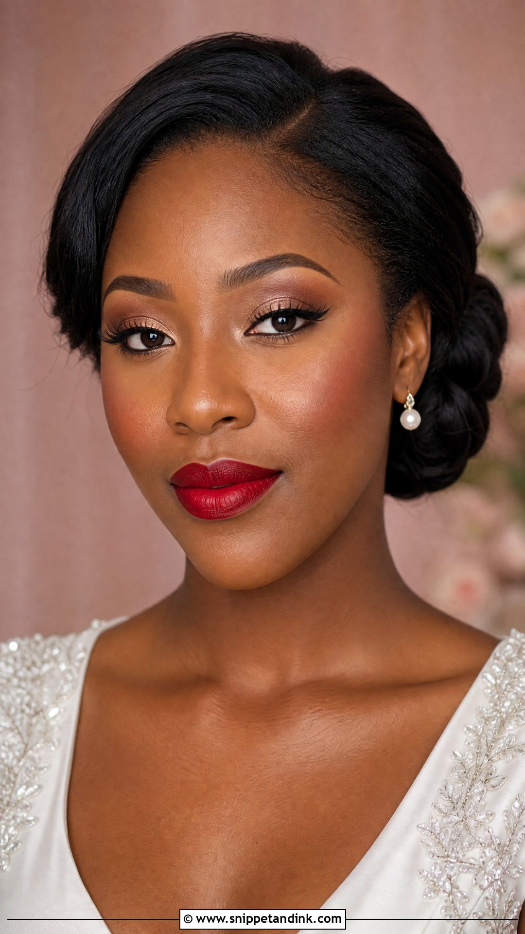 Red Lip Wedding Makeup For Black Women - Snippet and Ink - 20 Wedding Make Up Black Women