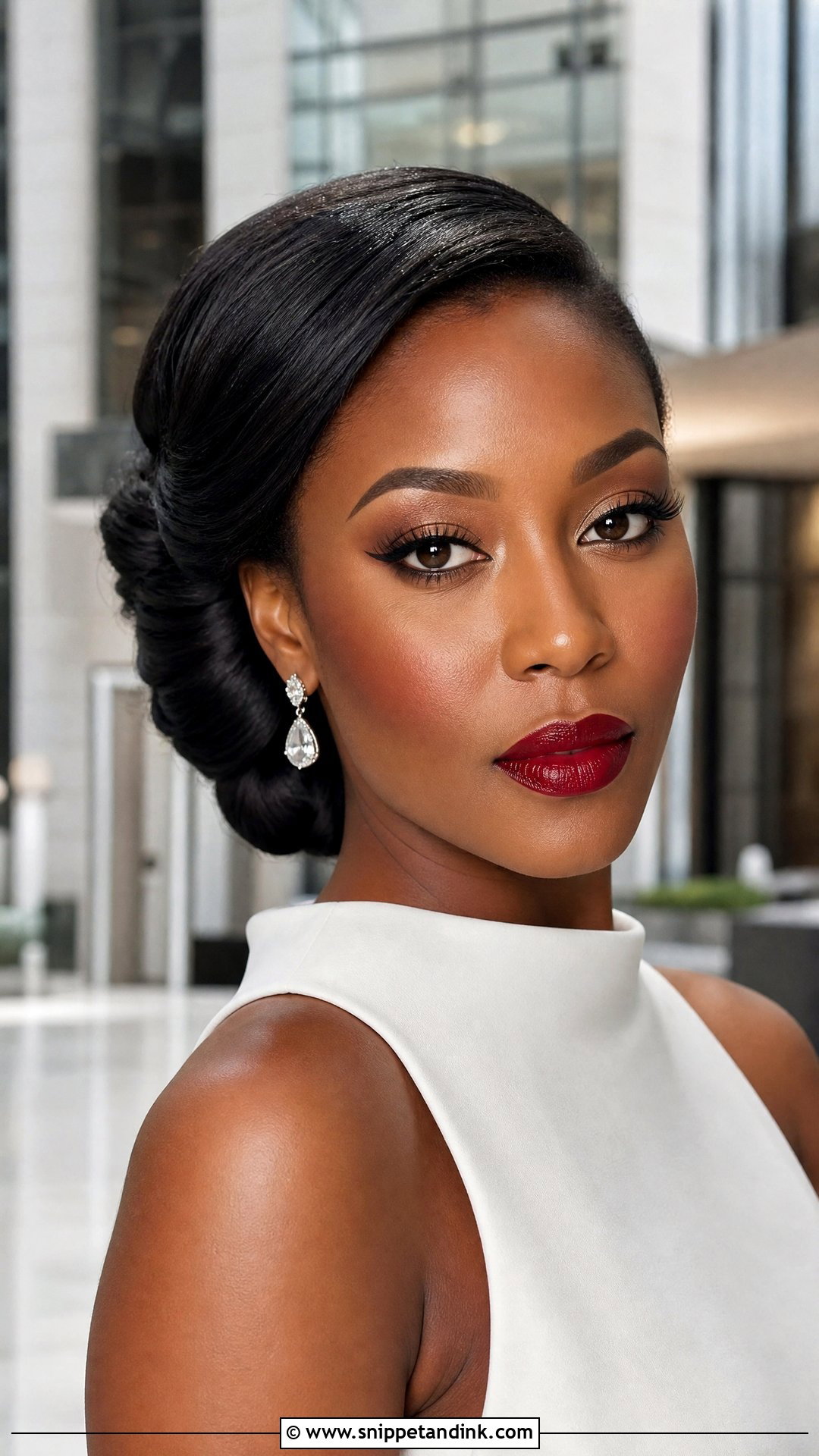 Red Lip Wedding Makeup For Black Women - Snippet and Ink - 20 Black Woman Wedding Makeup Ideas