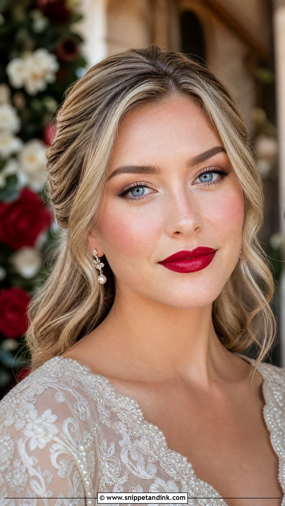 Red Lip Wedding Makeup For Blue Eyes - Snippet and Ink - 20 Wedding Makeup with Red Lips