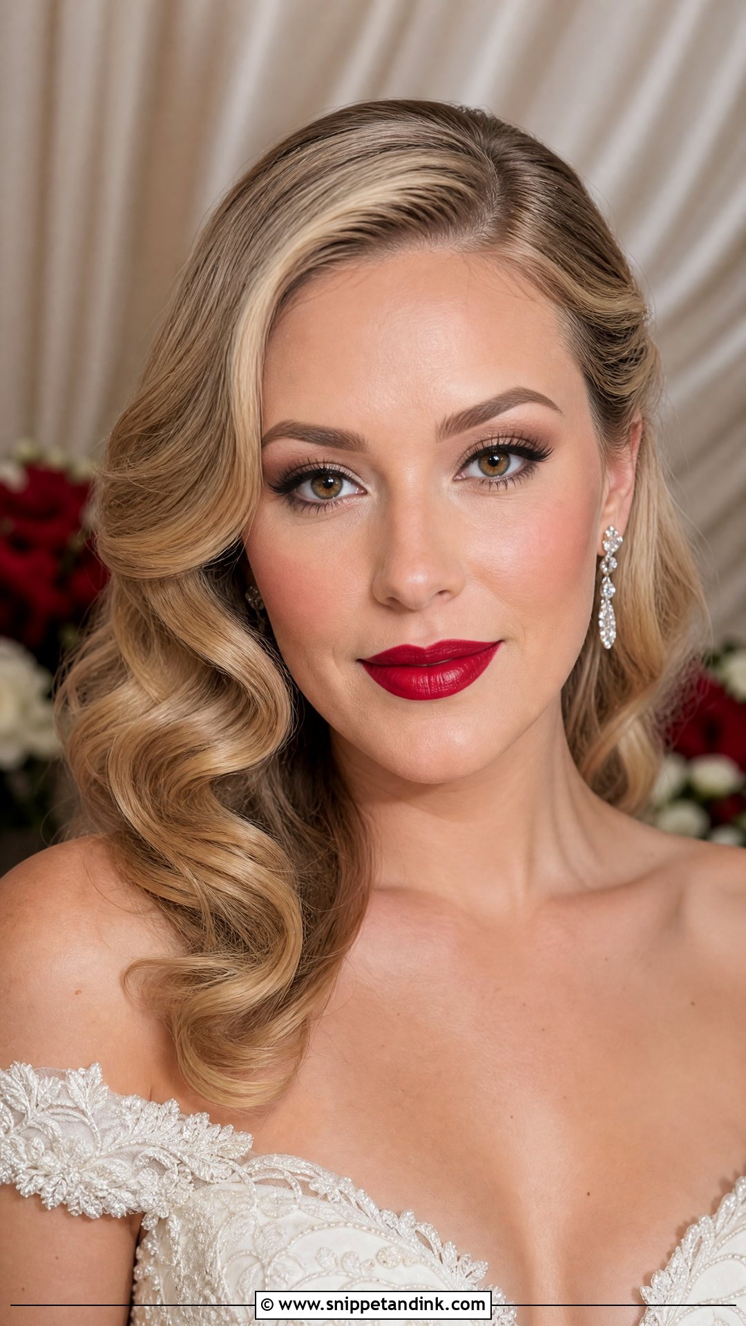 Red Lip Wedding Makeup For Brown Eyes - Snippet and Ink - 20 Brown Eye Wedding Makeup Ideas