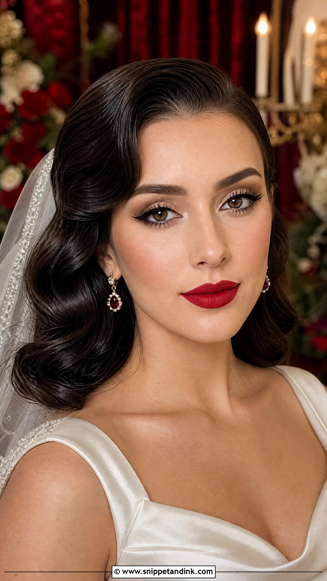 Red Lip Wedding Makeup For Dark Brown Eyes - Snippet and Ink - 20 Wedding Makeup for Dark Brown Eyes