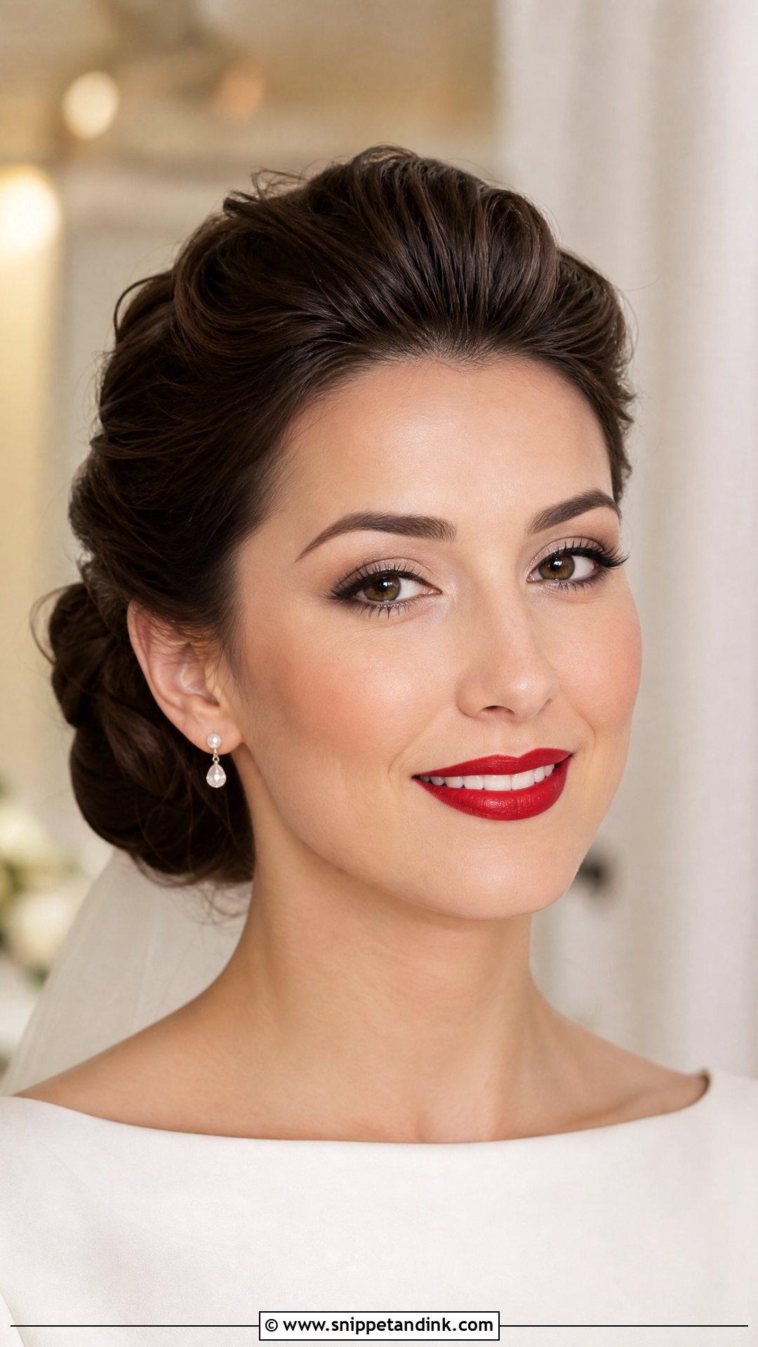 Red Lip Wedding Makeup For Hooded Eyes - Snippet and Ink - 20 Hooded Eye Wedding Makeup Ideas