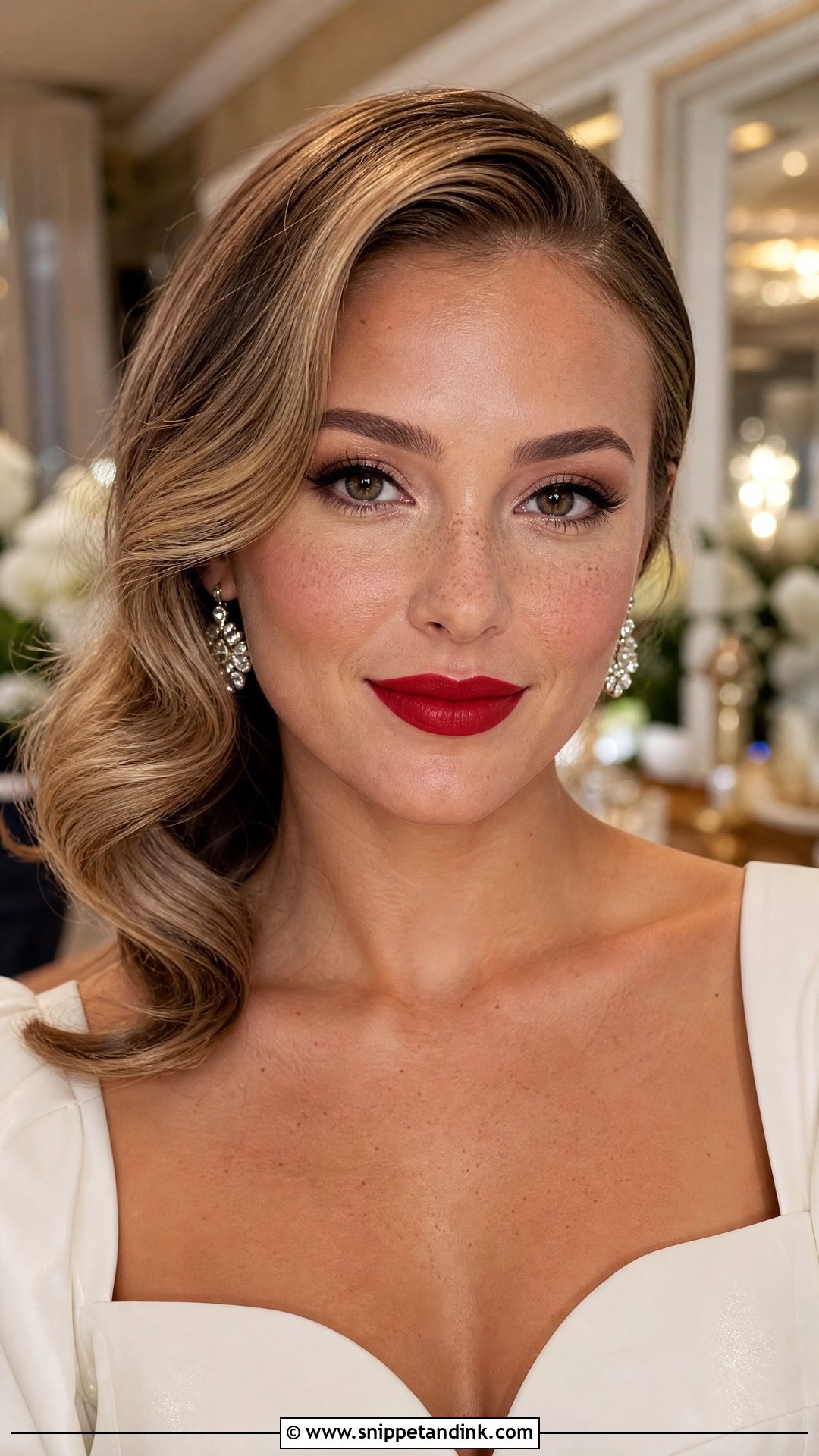 Red Lip Wedding Makeup With Freckles - Snippet and Ink - 20 Wedding Makeup Freckles