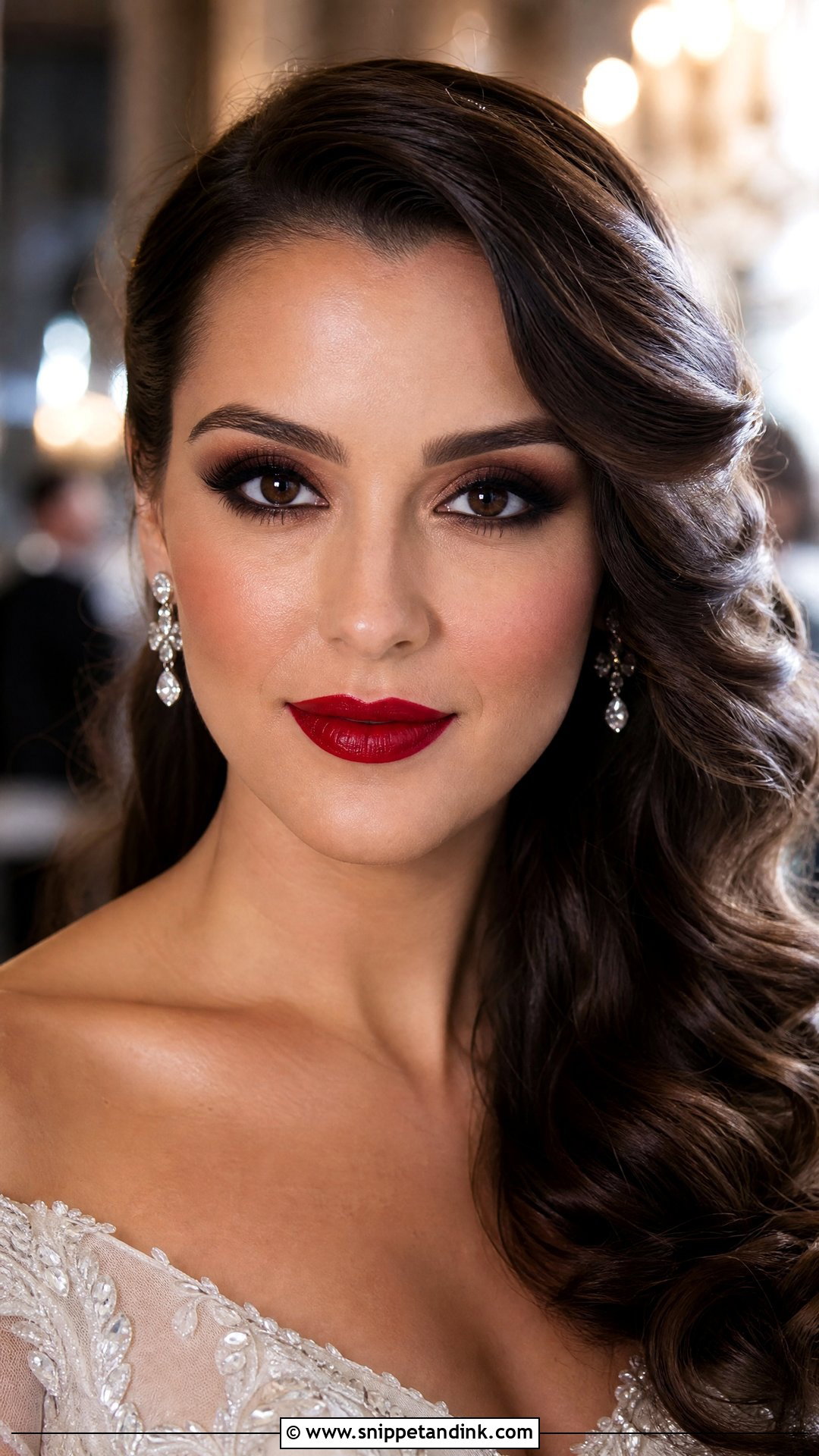 Red Lip Wedding Makeup With Smoky Eyes - Snippet and Ink - 20 Red Lip Wedding Makeup Ideas