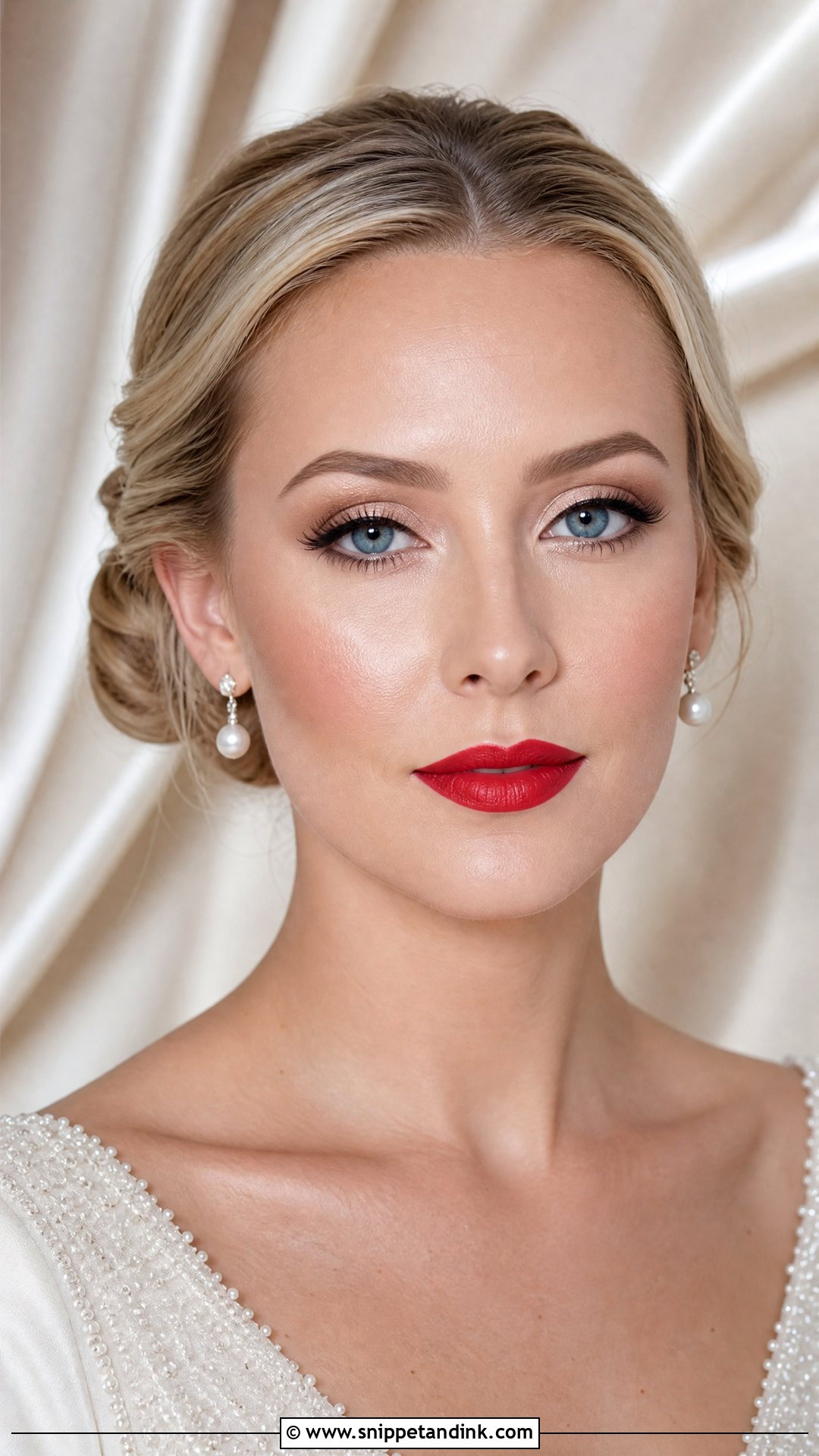 Red Lip Wedding Makeup for Blue Eyes - Snippet and Ink - 20 Glowy Wedding Makeup for Blue Eyes