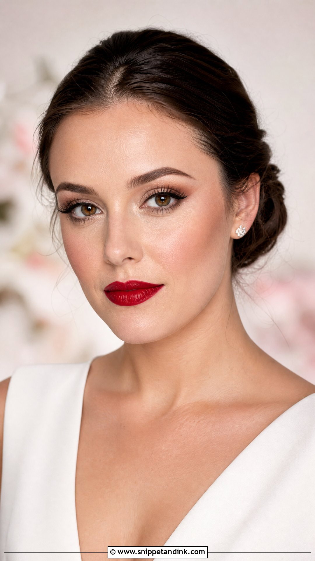 Red Lip Wedding Makeup for Brown Eyes - Snippet and Ink - 20 Wedding Makeup Looks for Brown Eyes