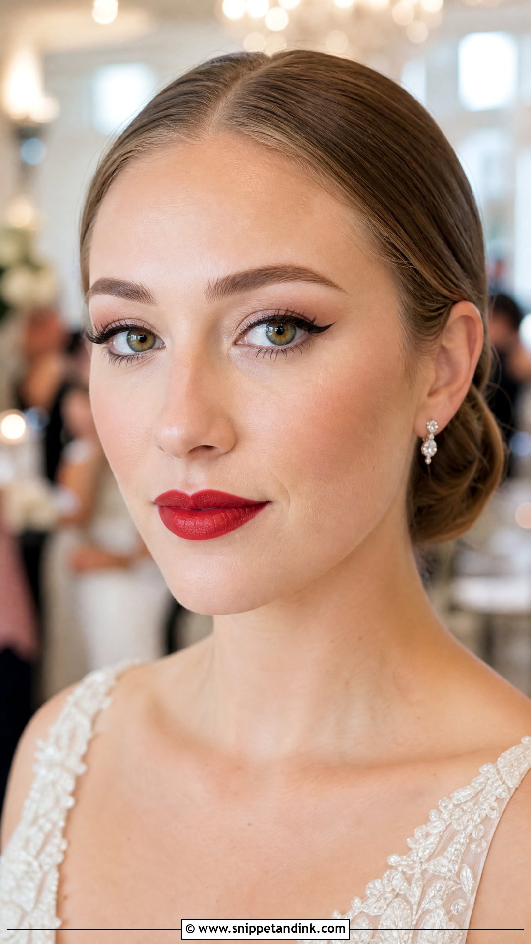 Red Lip Winged Eyeliner Wedding Makeup - Snippet and Ink - 20 Winged Eyeliner Wedding Makeup Ideas