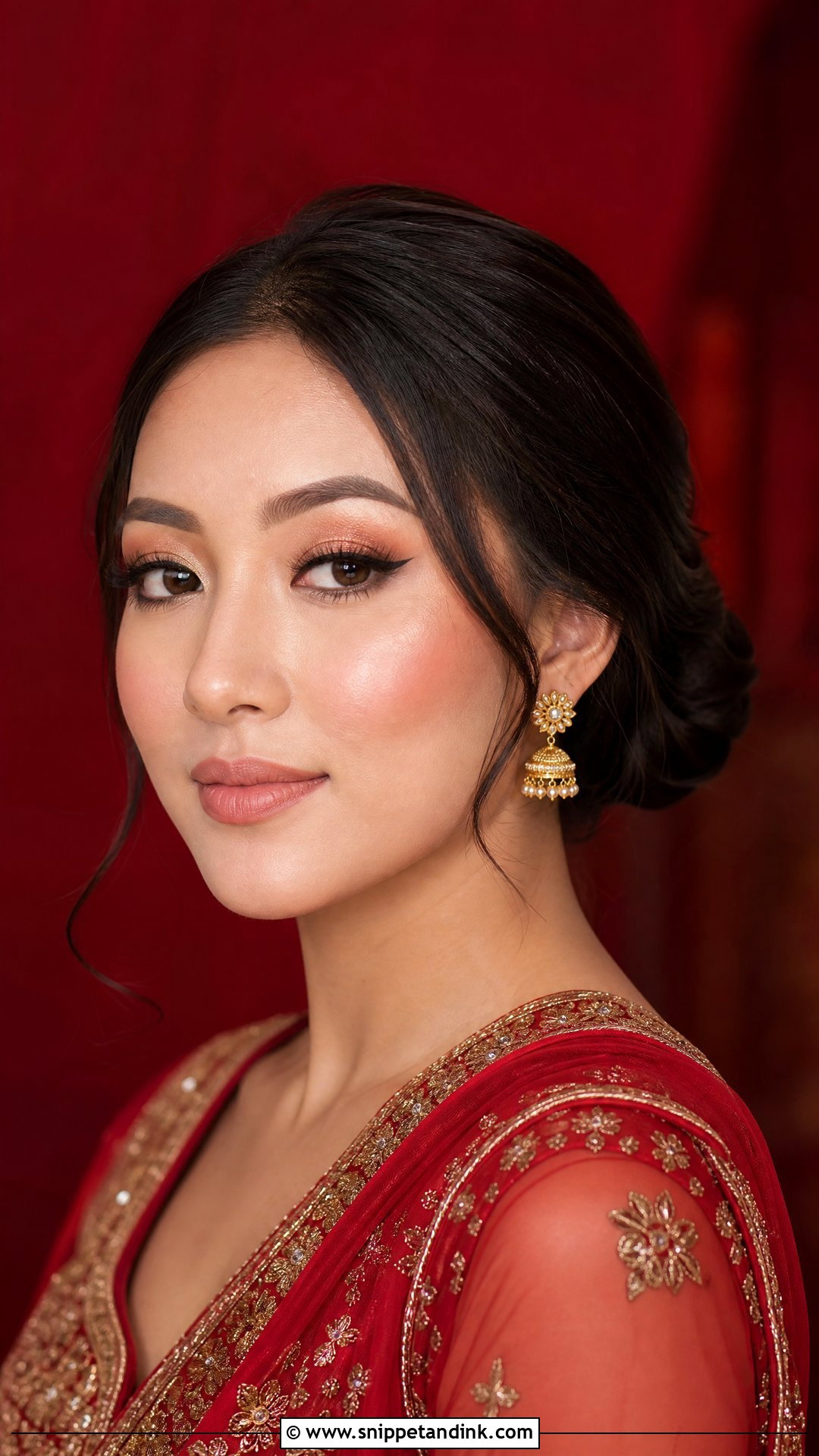 Red Outfit Asian Wedding Guest Makeup - Snippet and Ink - 20 Asian Wedding Guest Makeup Ideas