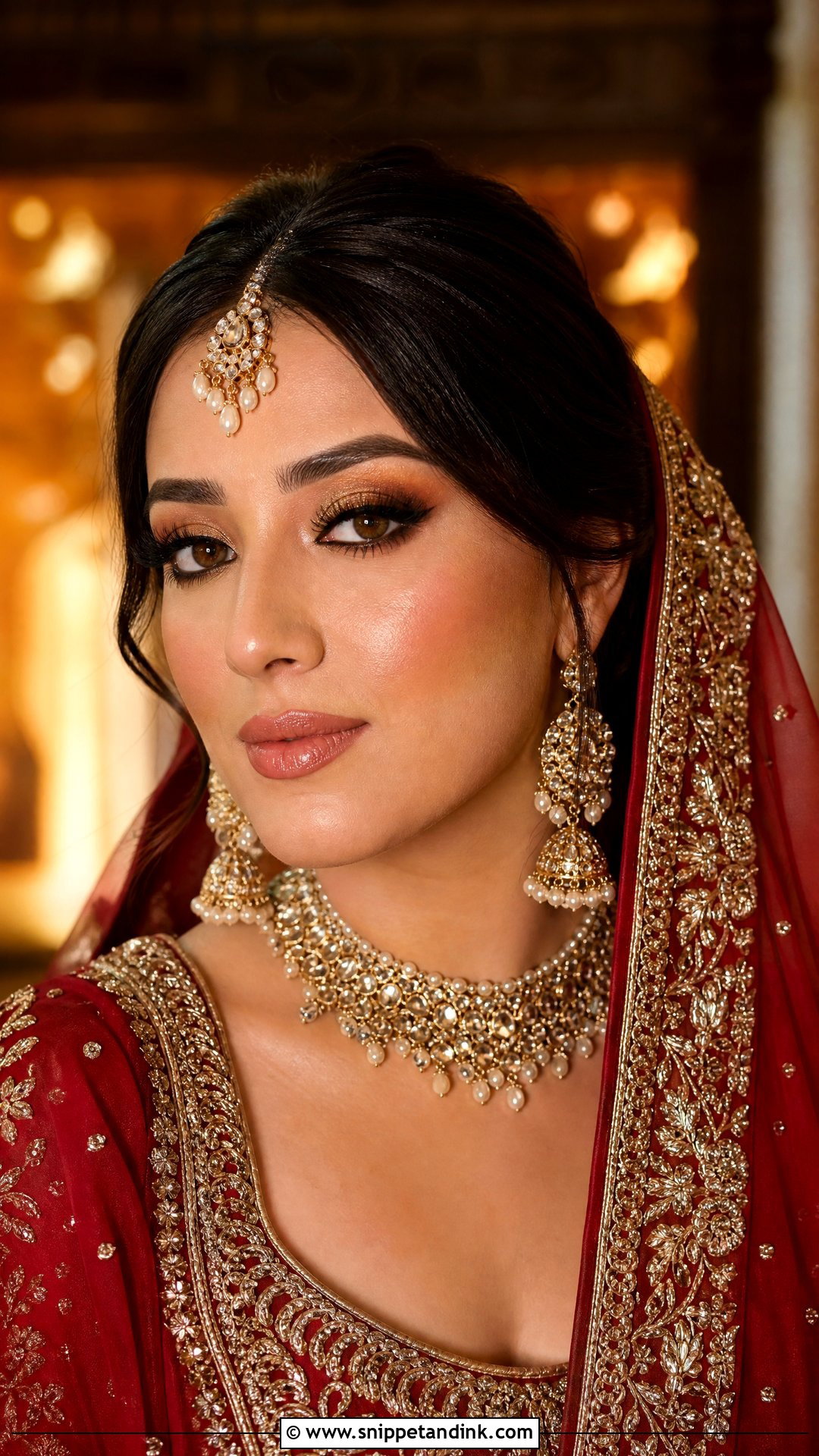 Red Pakistani Bridal Makeup With Bronze Eyes - Snippet and Ink - 20 Pakistani Bridal Makeup Red Pakistan Ideas