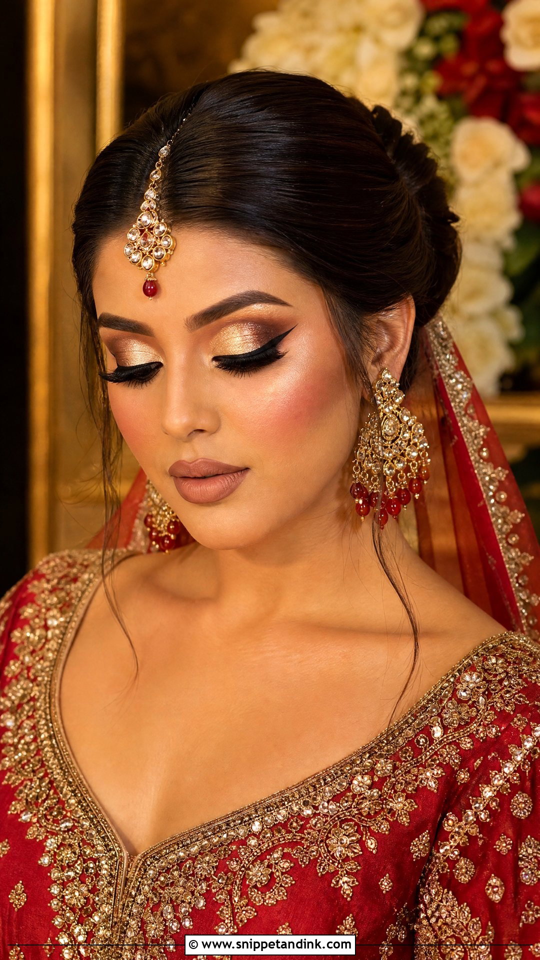 Red Pakistani Bridal Makeup With Cut Crease - Snippet and Ink - 20 Pakistani Bridal Makeup Red Pakistan Ideas