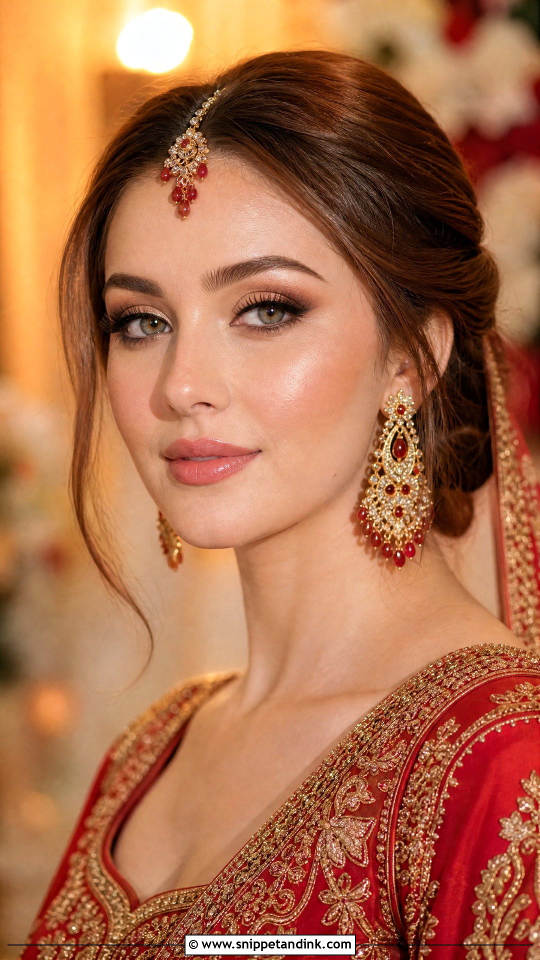 Red Pakistani Bridal Makeup With Dewy Skin - Snippet and Ink - 20 Pakistani Bridal Makeup Red Pakistan Ideas