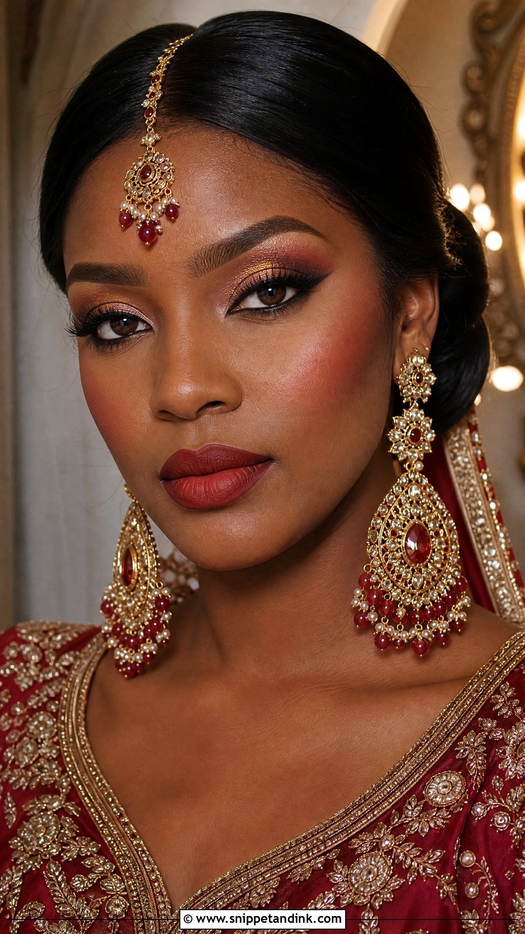 Red Pakistani Bridal Makeup With Matte Skin - Snippet and Ink - 20 Pakistani Bridal Makeup Red Pakistan Ideas
