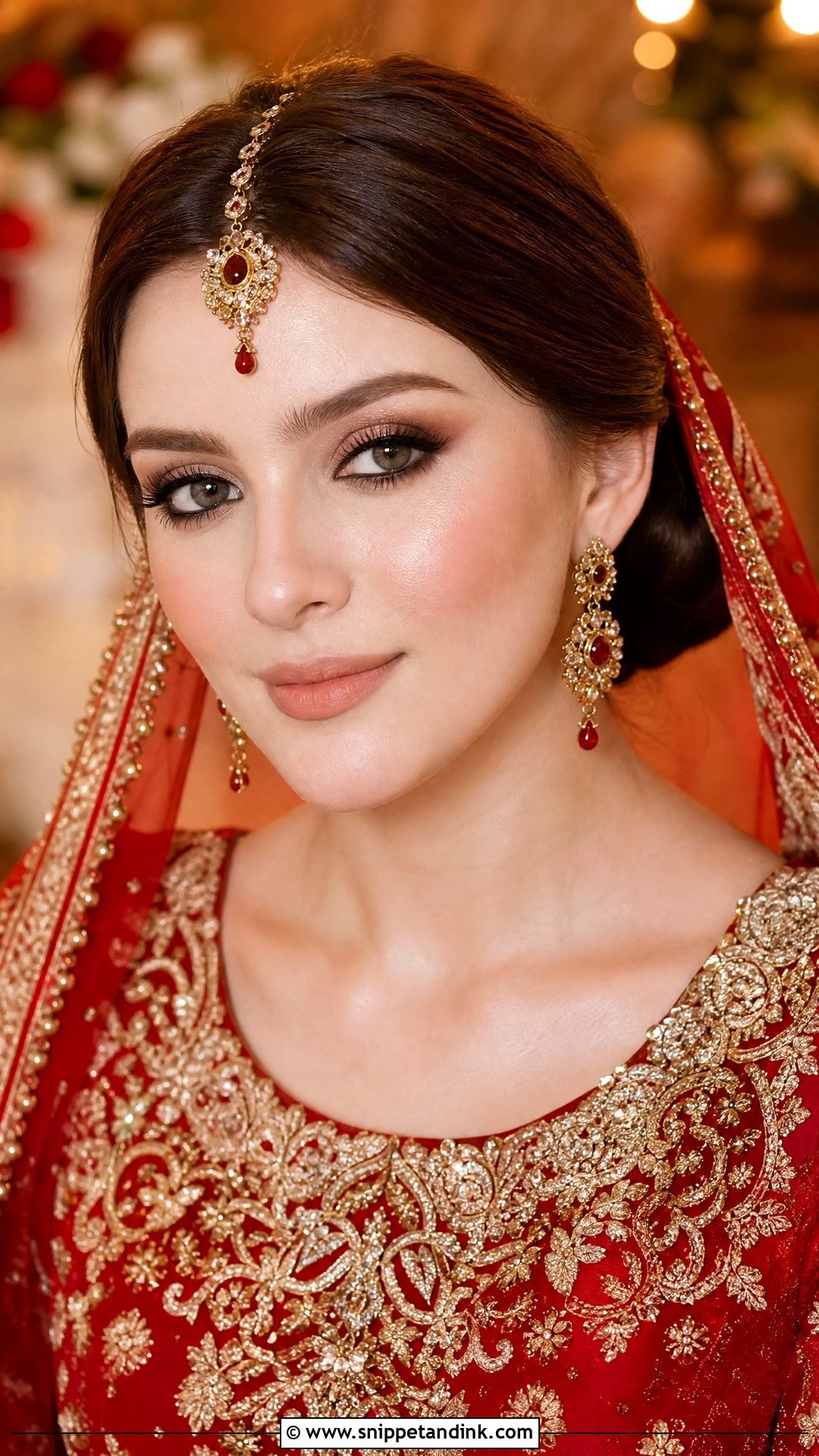 Red Pakistani Bridal Makeup With Nude Lips - Snippet and Ink - 20 Pakistani Bridal Makeup Red Pakistan Ideas