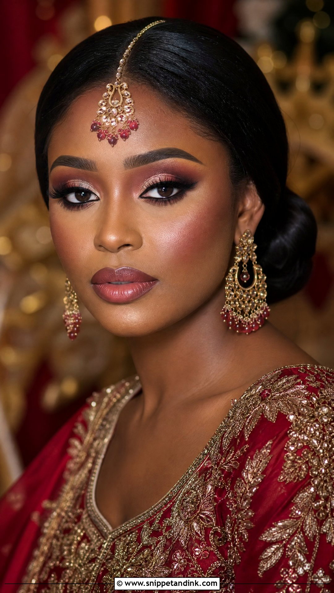 Red Pakistani Bridal Makeup With Plum Eyes - Snippet and Ink - 20 Pakistani Bridal Makeup Red Pakistan Ideas