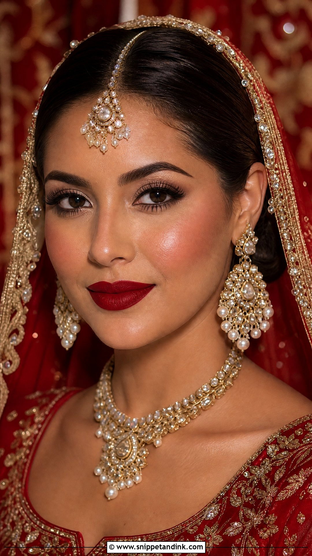 Red Pakistani Bridal Makeup With Red Lips - Snippet and Ink - 20 Pakistani Bridal Makeup Red Pakistan Ideas