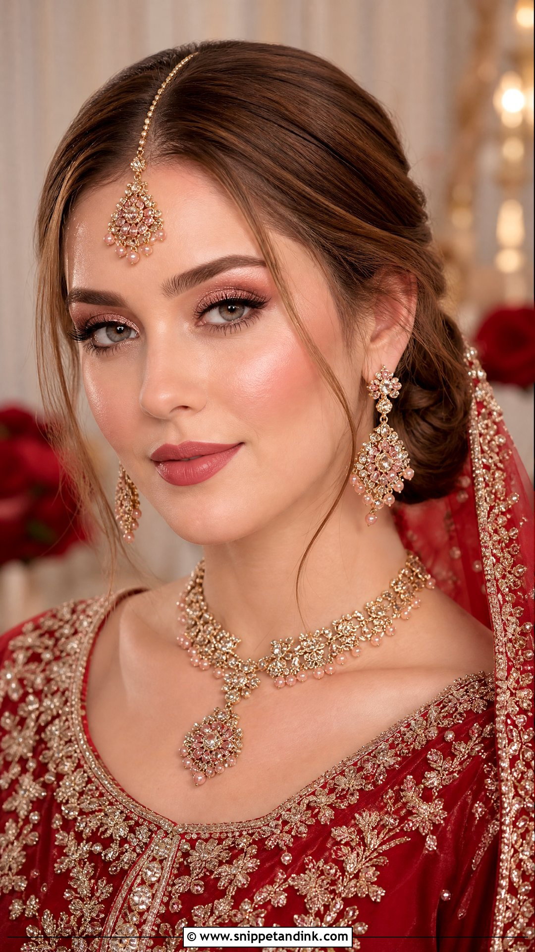 Red Pakistani Bridal Makeup With Rose Gold Eyes - Snippet and Ink - 20 Pakistani Bridal Makeup Red Pakistan Ideas
