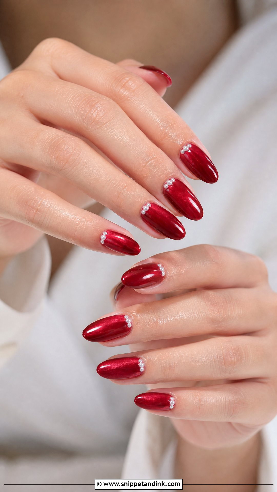 Red Pearl Bridal Nails - Snippet and Ink - 25 Red Bridal Nails