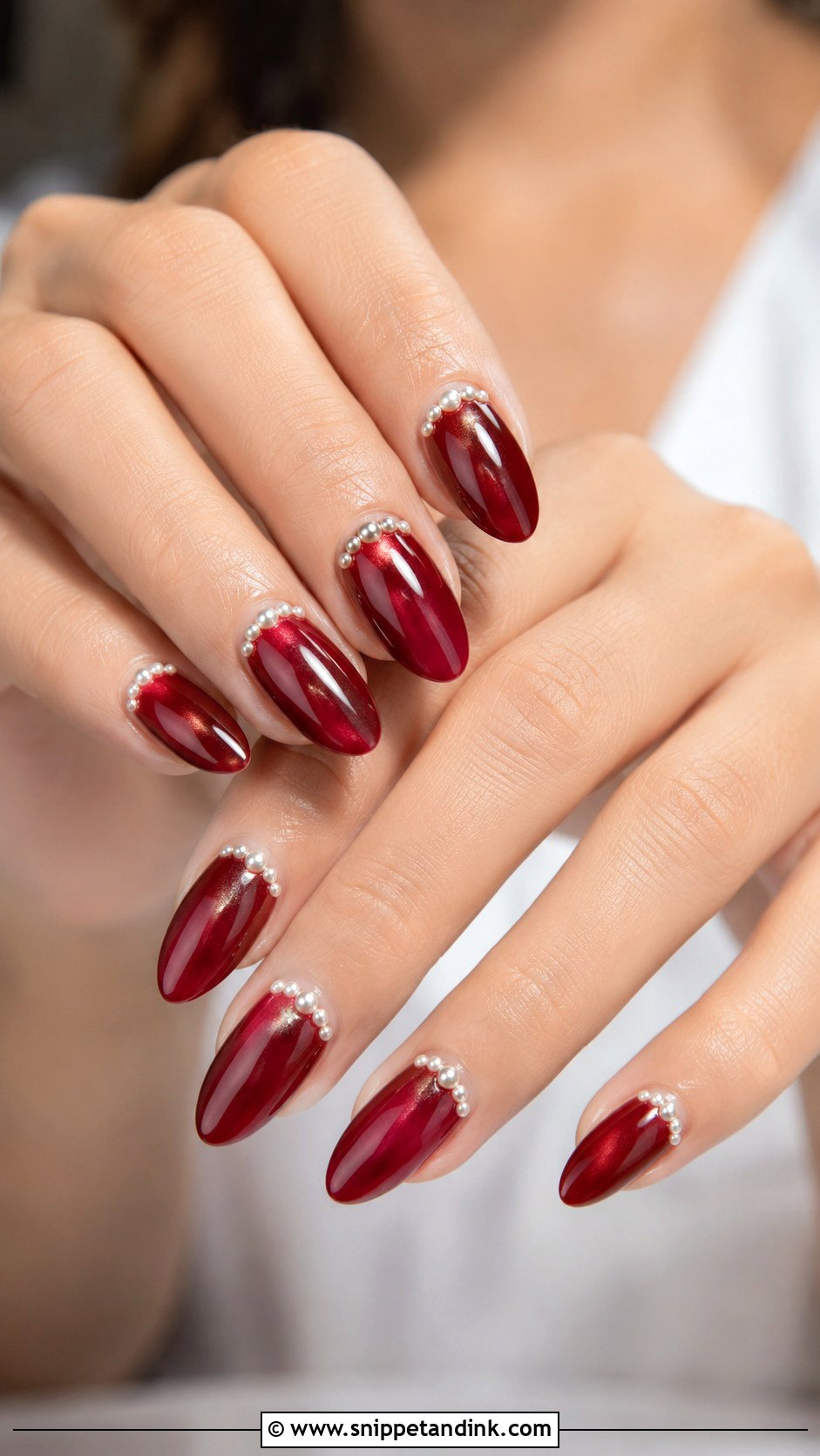 Red Pearl Wedding Nails - Snippet and Ink - 20 Red Wedding Nails for Bride