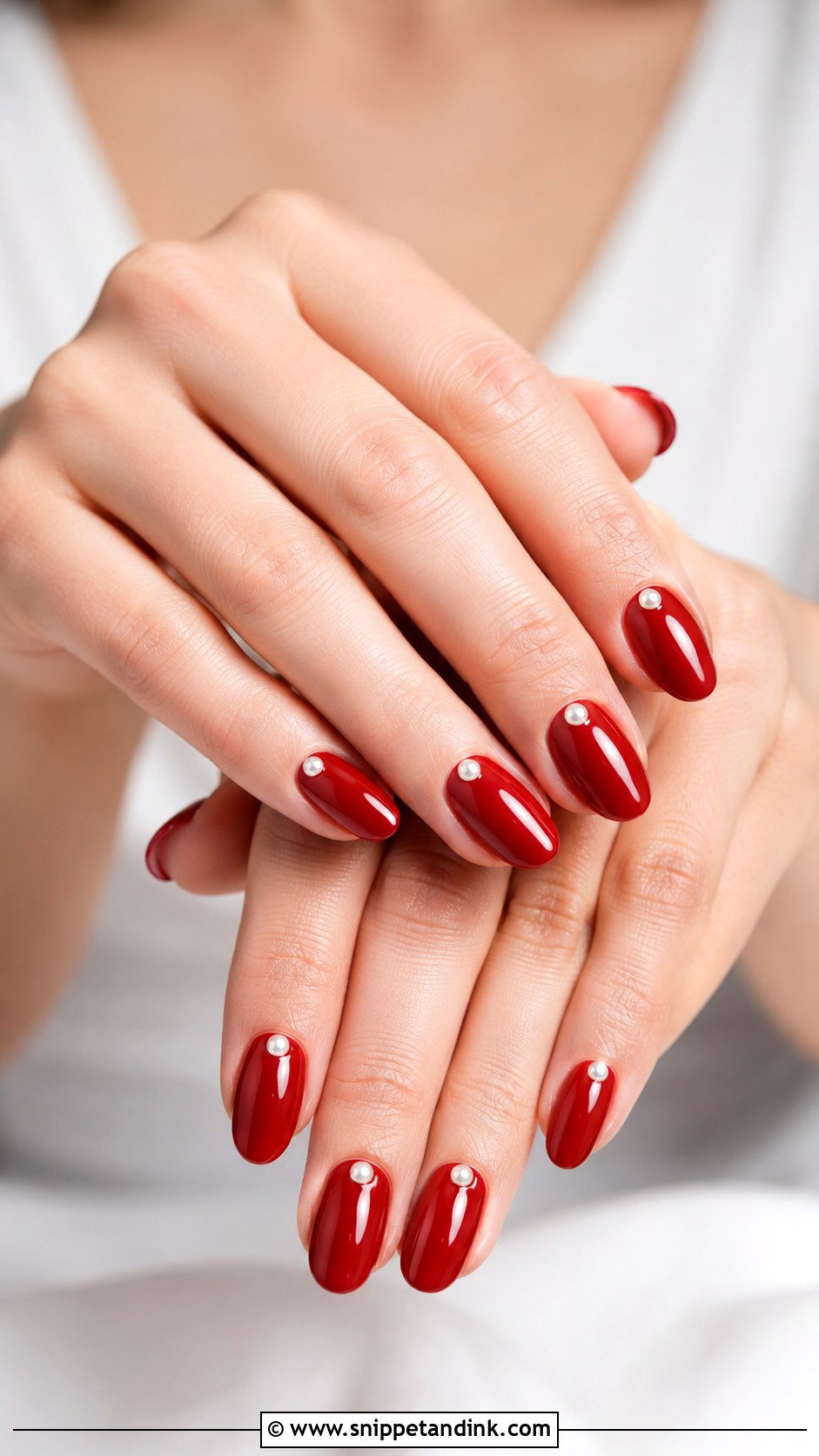 Red Pearl Wedding Nails - Snippet and Ink - 20 Classy Red Wedding Nail Art Designs