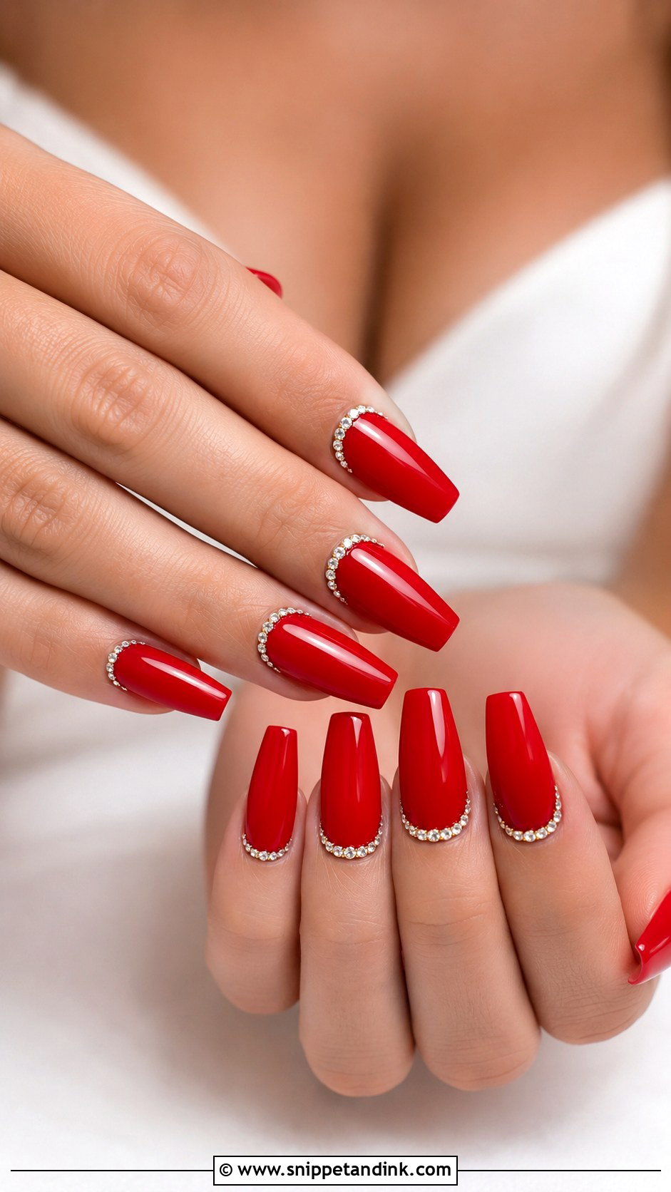 Red Rhinestone Bridal Nails - Snippet and Ink - 20 Red Bridal Nail Art Ideas