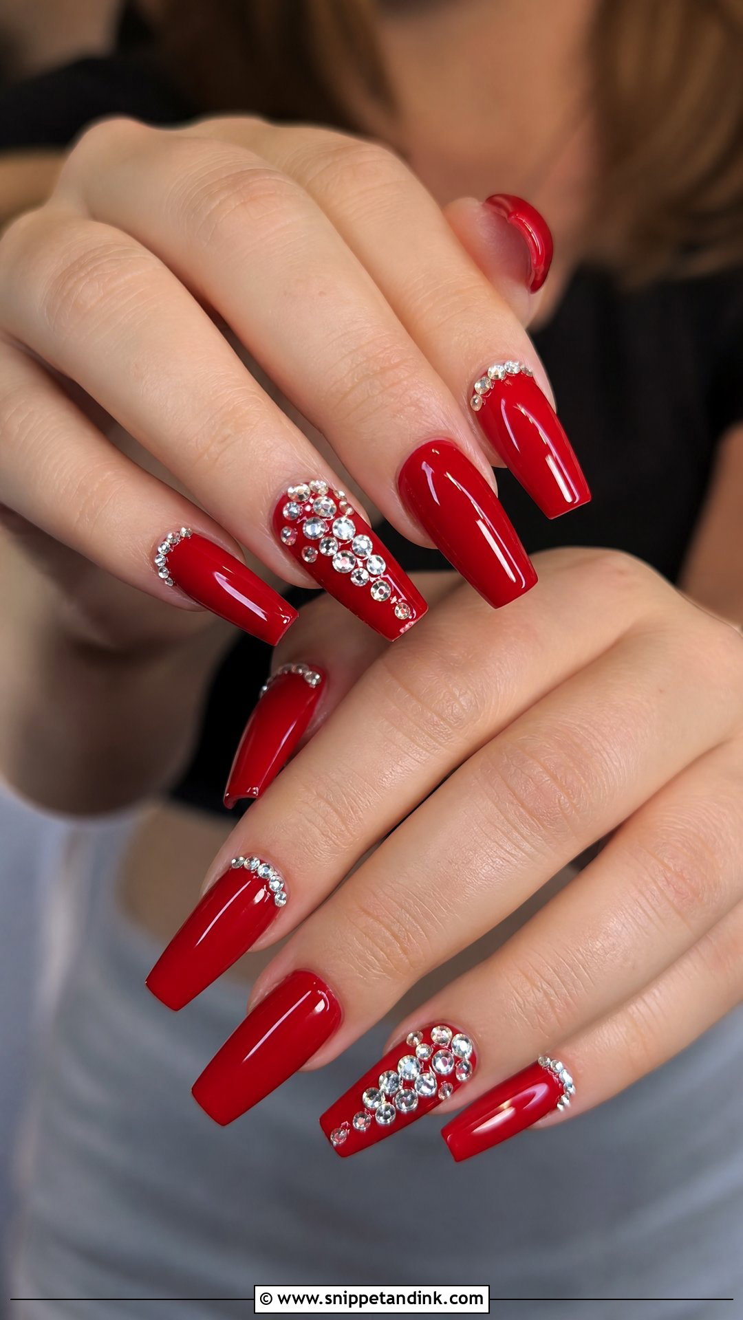 Red Rhinestone Wedding Nails - Snippet and Ink - 25 Red Wedding Nails