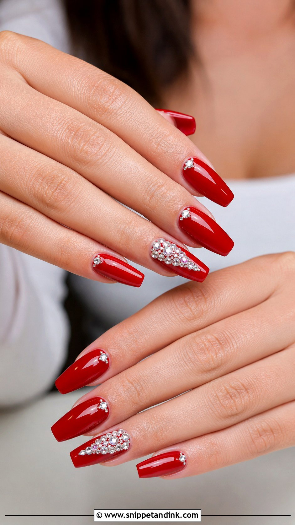 Red Rhinestone Wedding Nails - Snippet and Ink - 20 Red Nails Wedding Brides