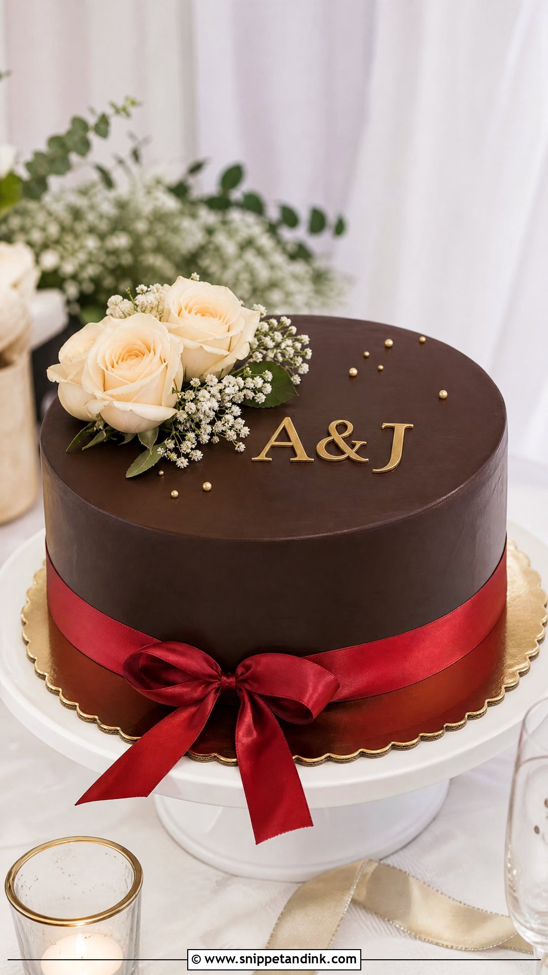 Red Ribbon Round Chocolate Dedication Cake Wedding - Snippet and Ink - 20 Red Ribbon Cake Philippines Ideas for Wedding